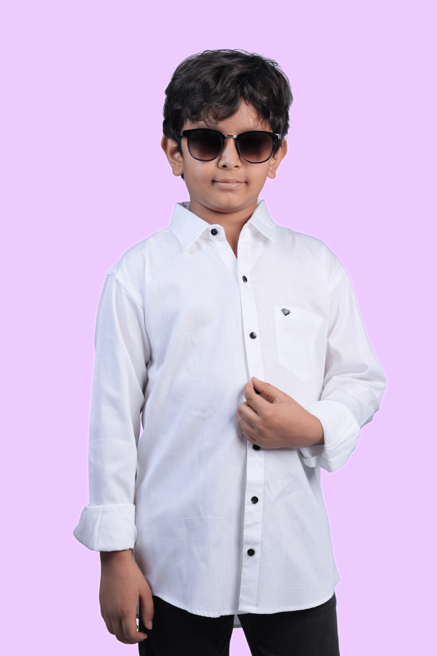 JABAK CREATION Pack of 1 Boys 100% Cotton Full Sleeves Shirt ( White ) JABAK CREATION Pack of 1 Boys 100% Cotton Full Sleeves Shirt ( White )