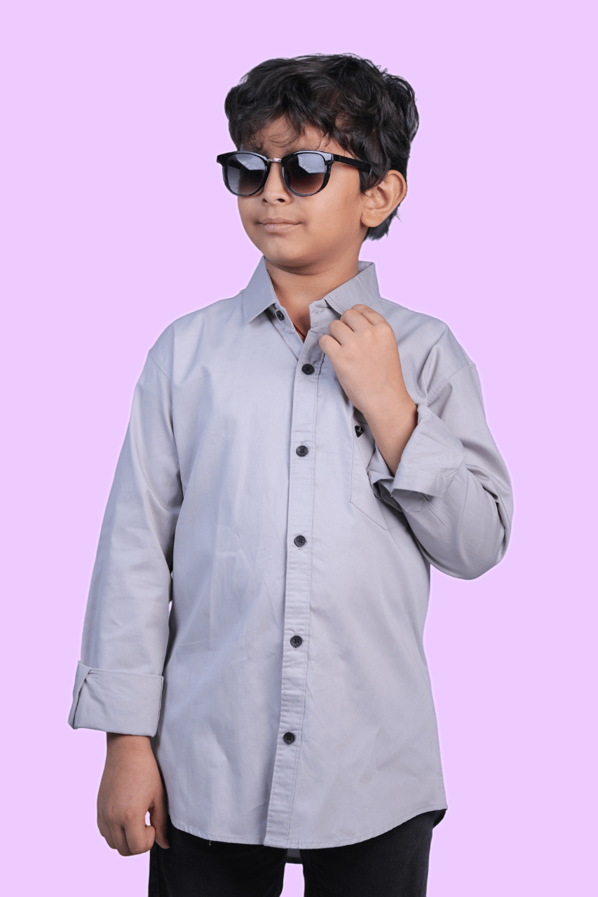 JABAK CREATION Pack of 1 Boys 100% Cotton Full Sleeves Shirt ( Grey ) JABAK CREATION Pack of 1 Boys 100% Cotton Full Sleeves Shirt ( Grey )