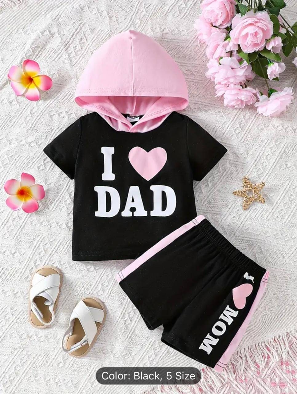 JENNY GARMENT Pack of 1 Baby Girls Hosiery T-shirt & Shorts ( Black & Pink ) JENNY GARMENT Pack of 1 Baby Girls Hosiery T-shirt & Shorts ( Black & Pink )