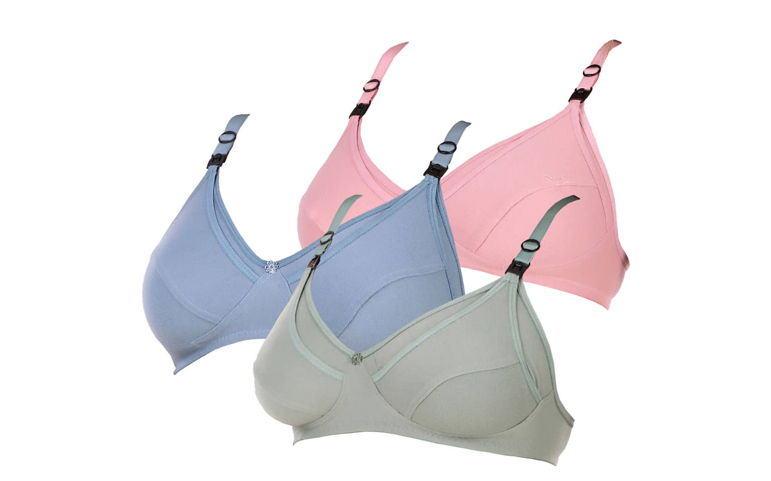LEORBIX Pack of 3 Cotton Blend Non Padded Bralette Bra For Women ( Multicolor3 )