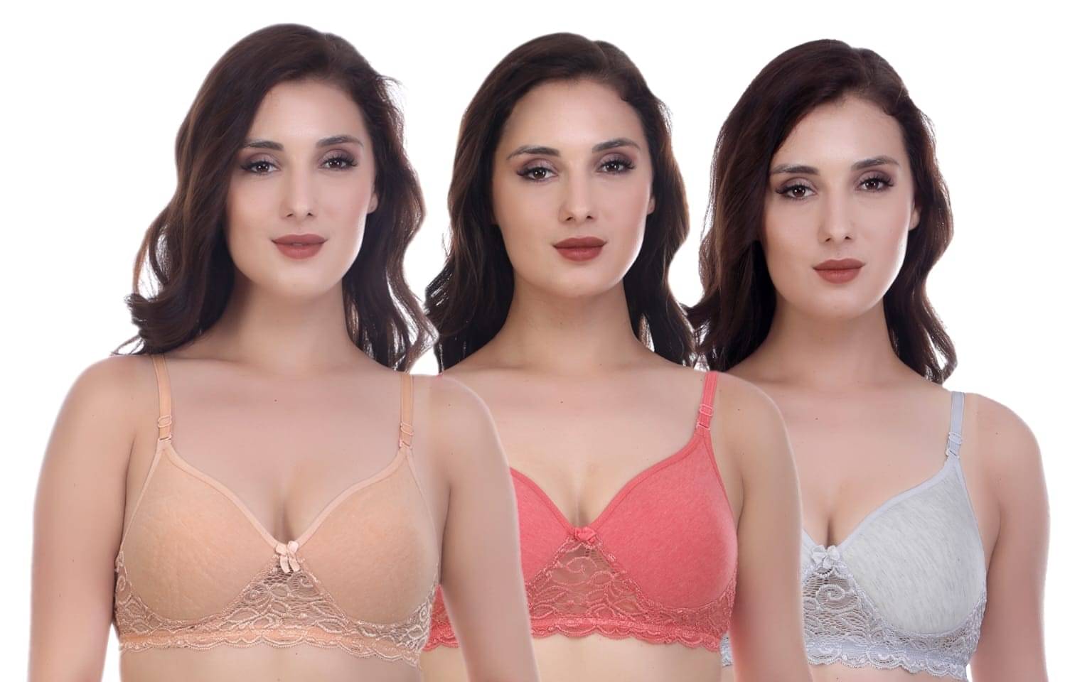 LEORBIX Pack of 3 Cotton Blend Lightly Padded Everyday Bra For Women ( Multicolor3 ) LEORBIX Pack of 3 Cotton Blend Lightly Padded Everyday Bra For Women ( Multicolor3 )