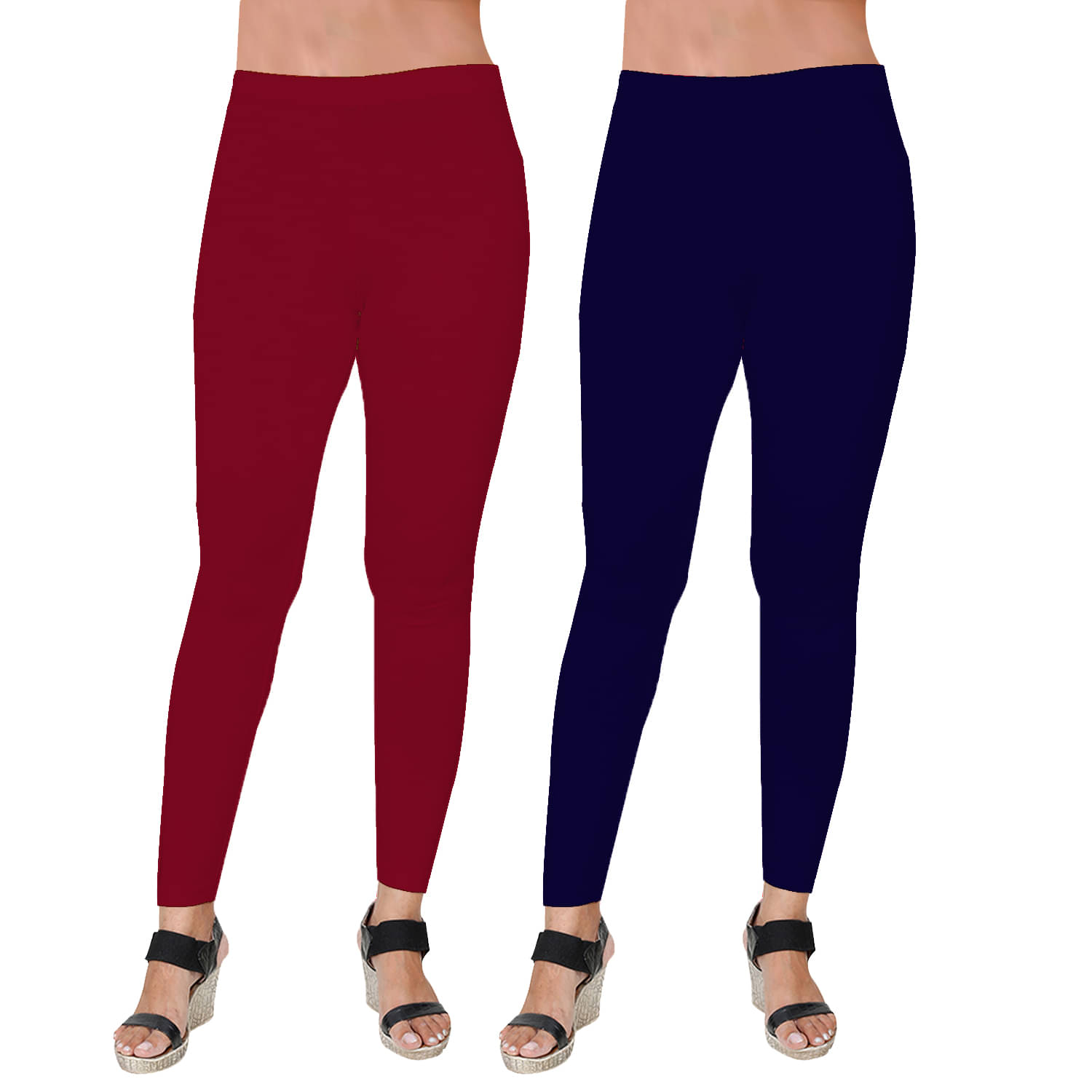     			LW FASHION CLUB Pack of 2 Cotton Women's Leggings ( Maroon,Navy Blue )