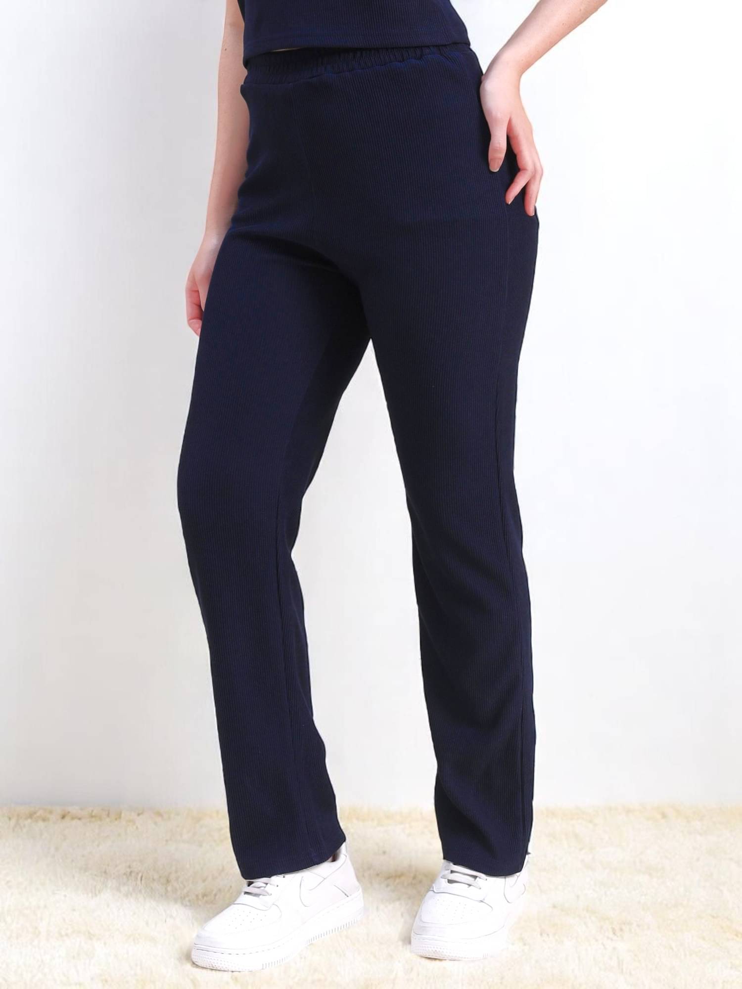     			Leewan Navy Blue Cotton Women's Yoga Trackpants ( Pack of 1 )