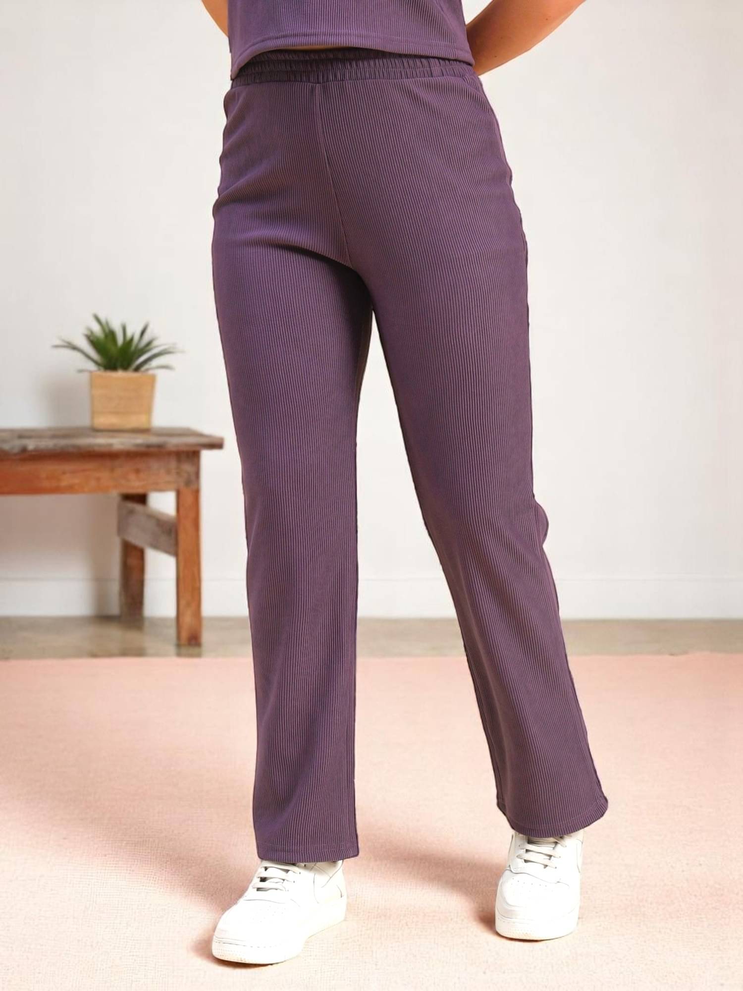     			Leewan Pack of 1 Cotton Straight Women's Casual Pants ( Lavender )