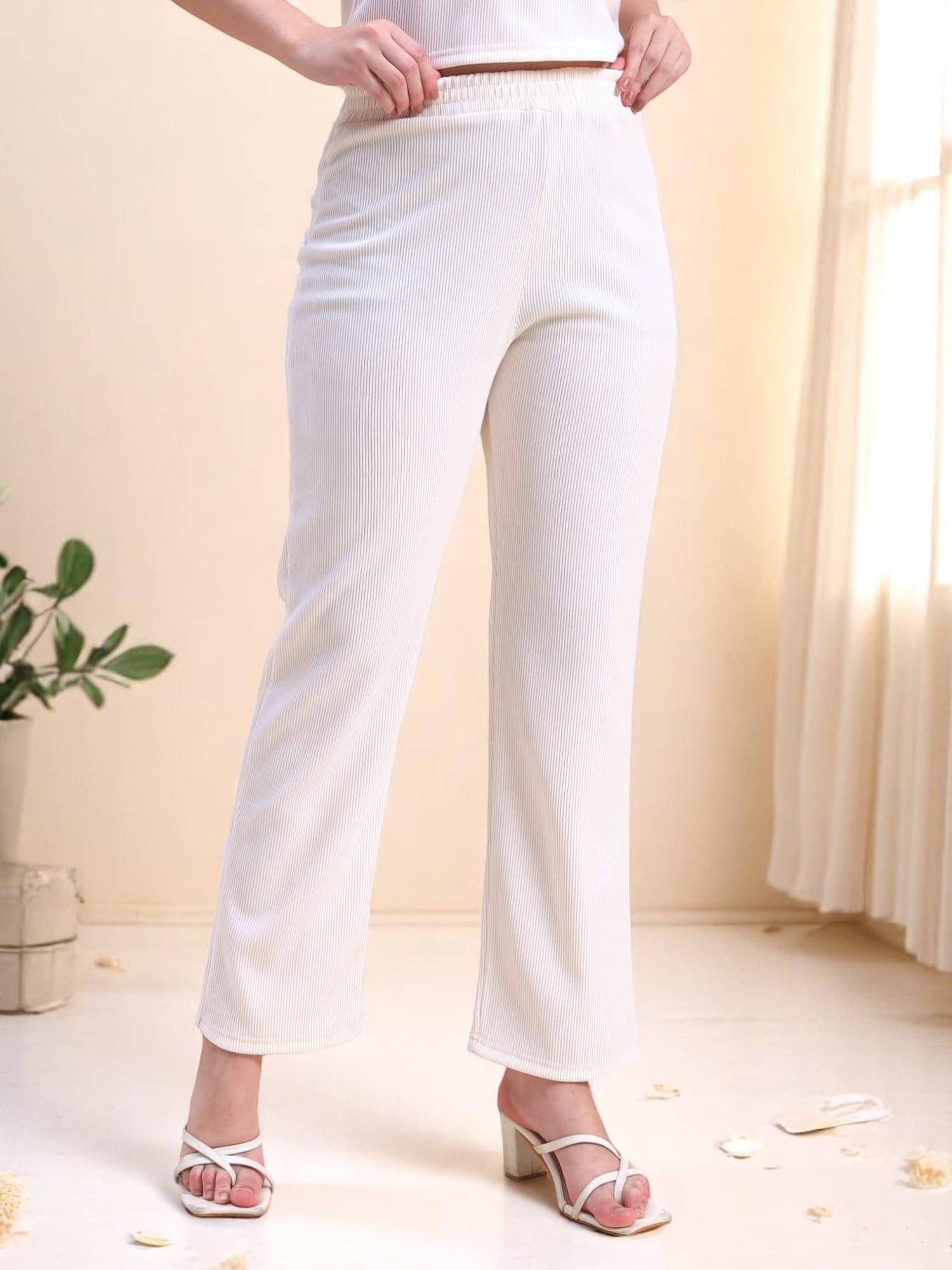     			Leewan Pack of 1 Cotton Straight Women's Casual Pants ( Cream )