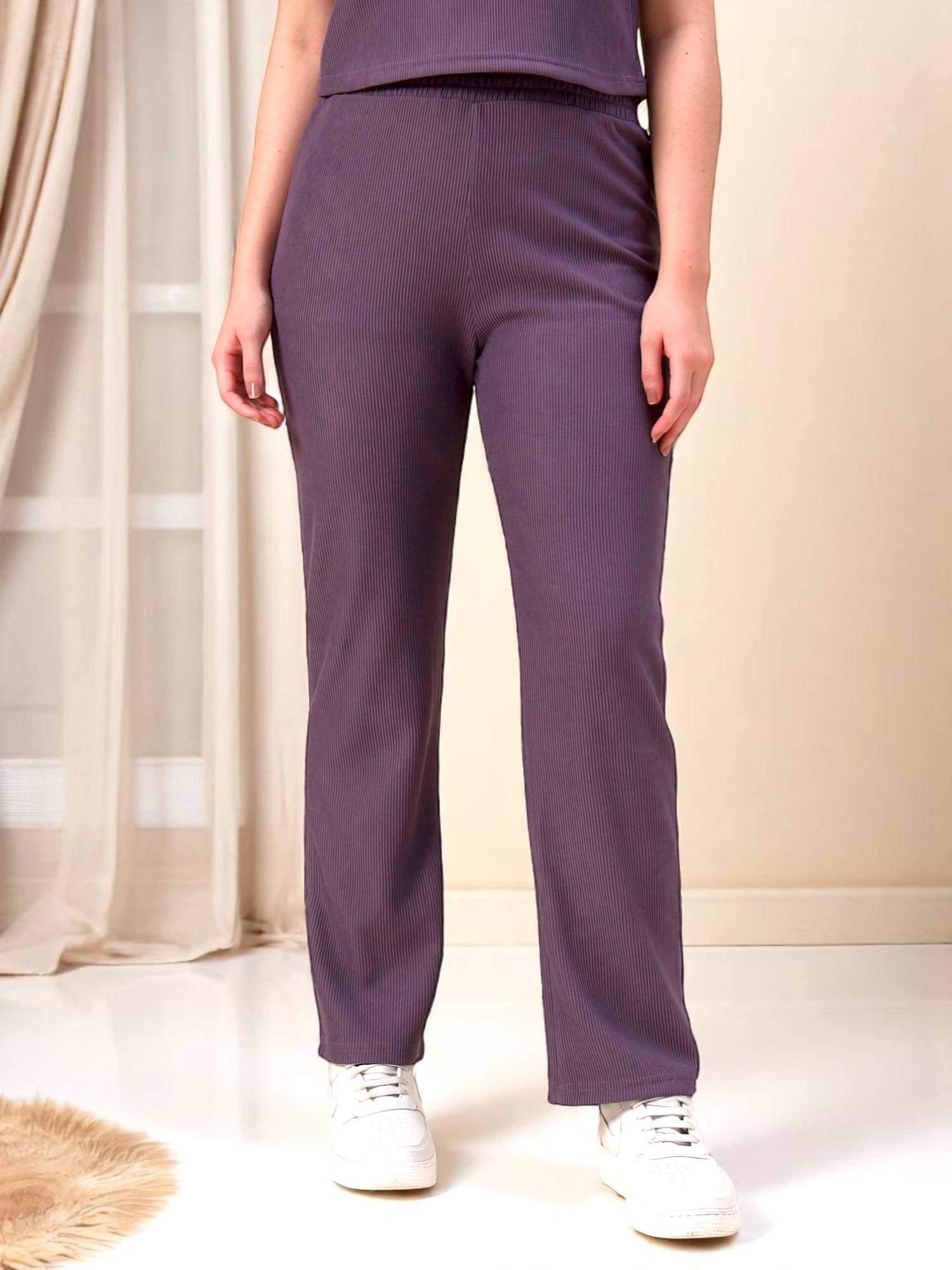     			Leewan Pack of 1 Cotton Straight Women's Casual Pants ( Lavender )