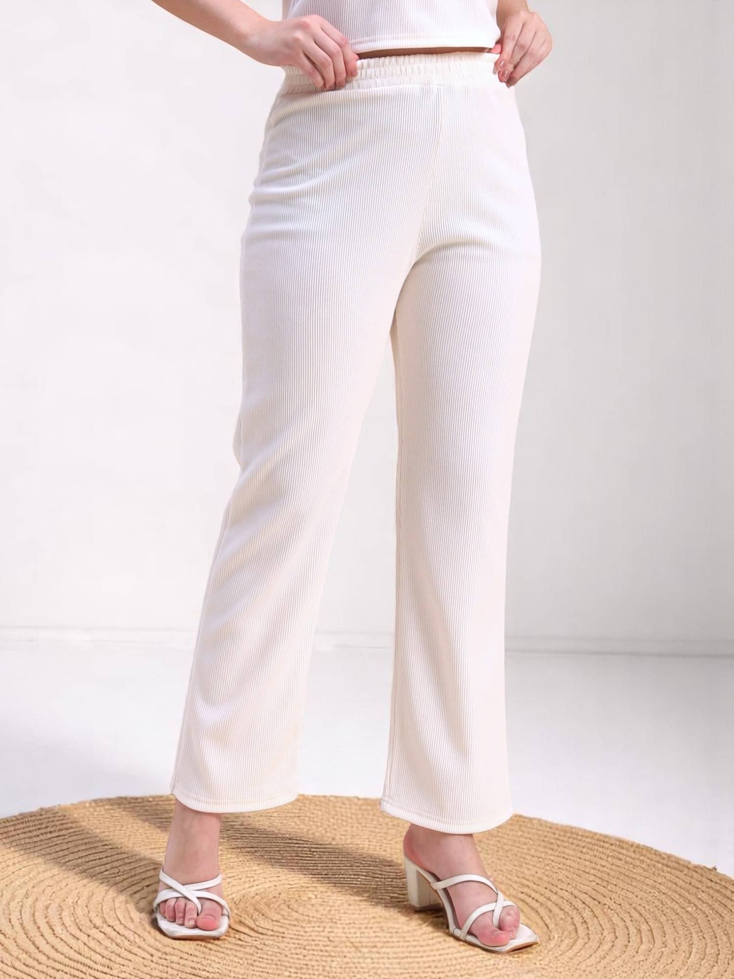     			Leewan Pack of 1 Cotton Straight Women's Casual Pants ( Cream )