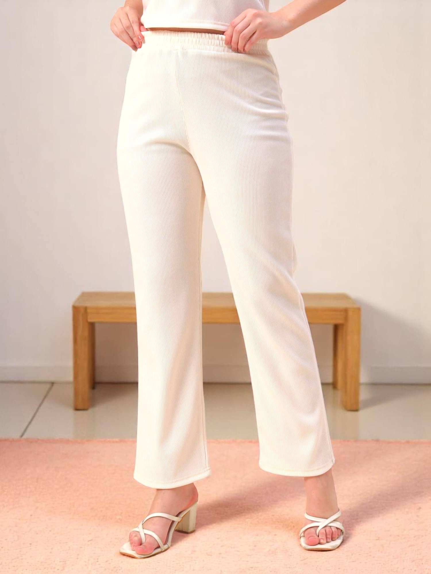     			Leewan Pack of 1 Cotton Straight Women's Casual Pants ( Cream )