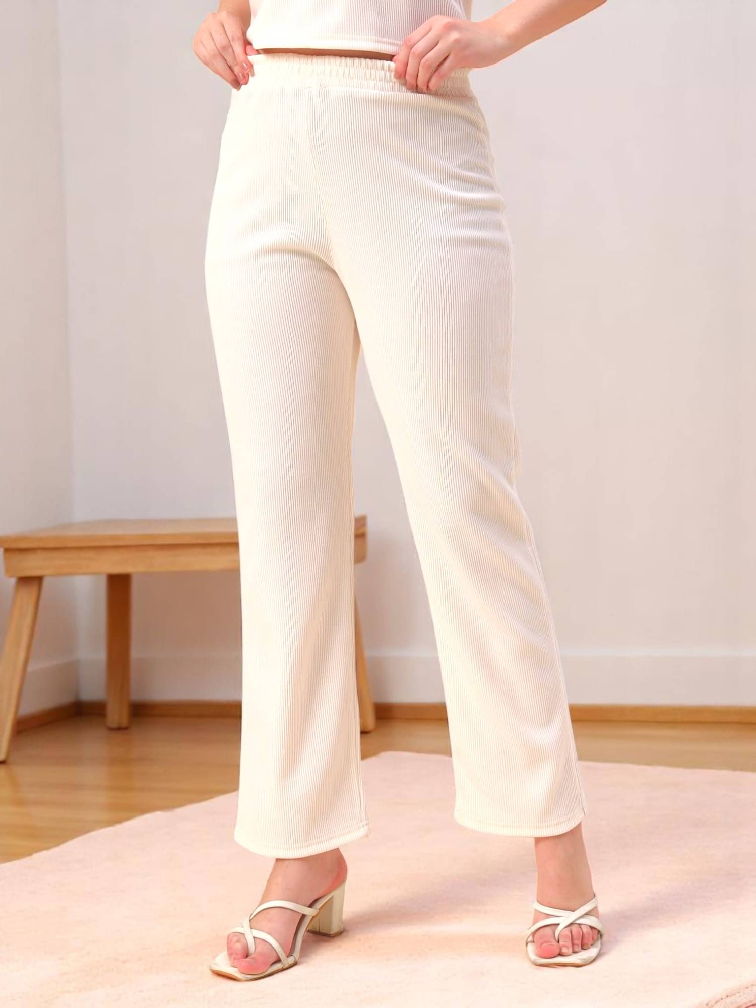     			Leewan Pack of 1 Cotton Straight Women's Casual Pants ( Cream )
