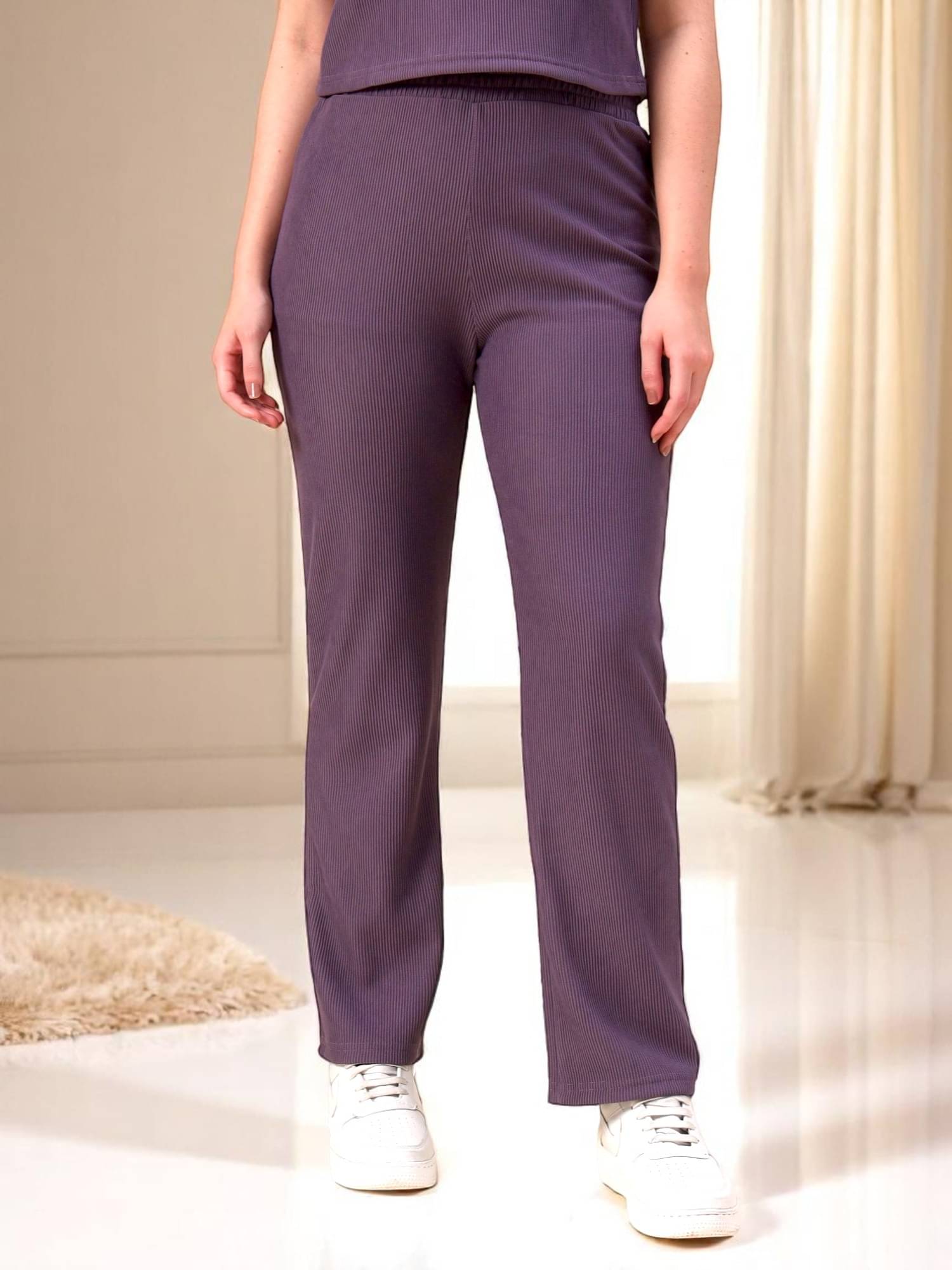     			Leewan Pack of 1 Cotton Straight Women's Casual Pants ( Lavender )