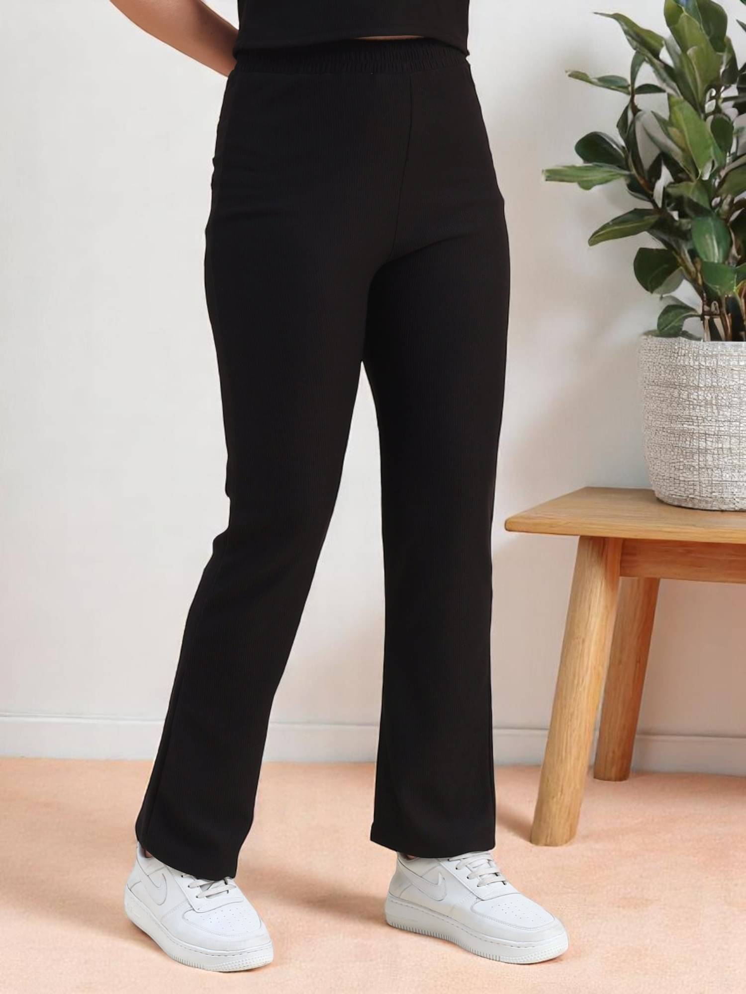     			Leewan Pack of 1 Cotton Straight Women's Casual Pants ( Black )