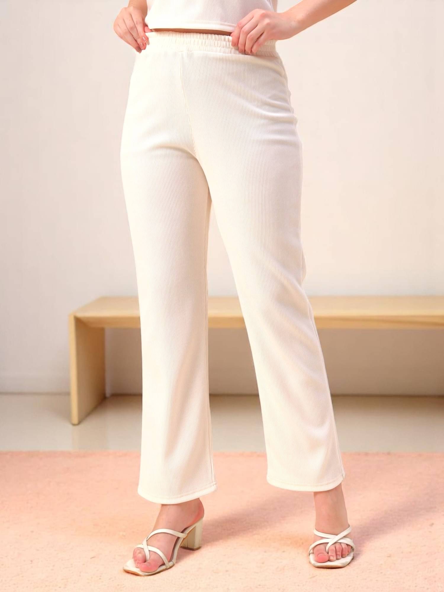     			Leewan Pack of 1 Cotton Straight Women's Casual Pants ( Cream )