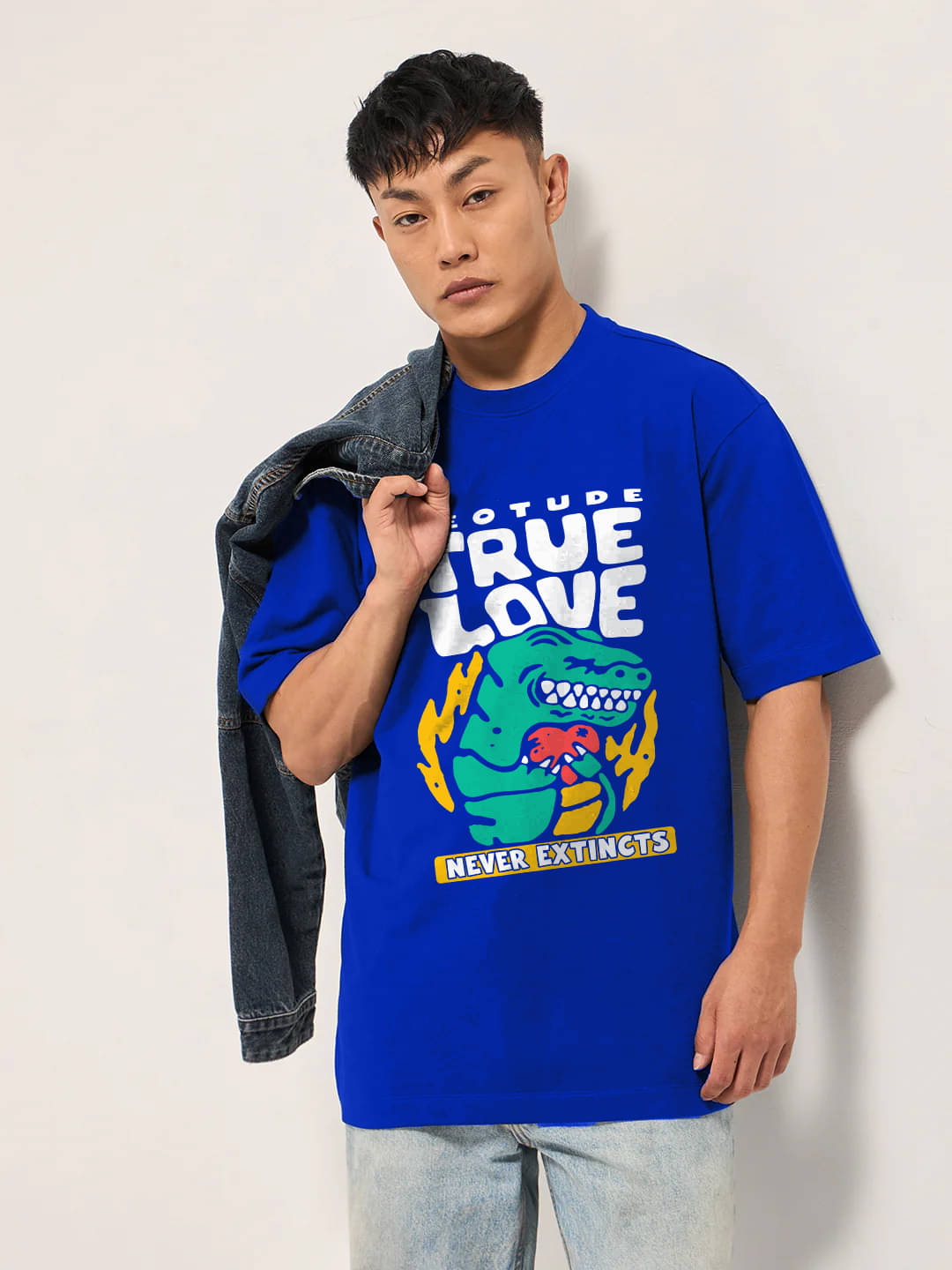 Leotude Men Cotton Blend Oversized Fit Printed T-Shirt ( Blue ) Leotude Men Cotton Blend Oversized Fit Printed T-Shirt ( Blue )