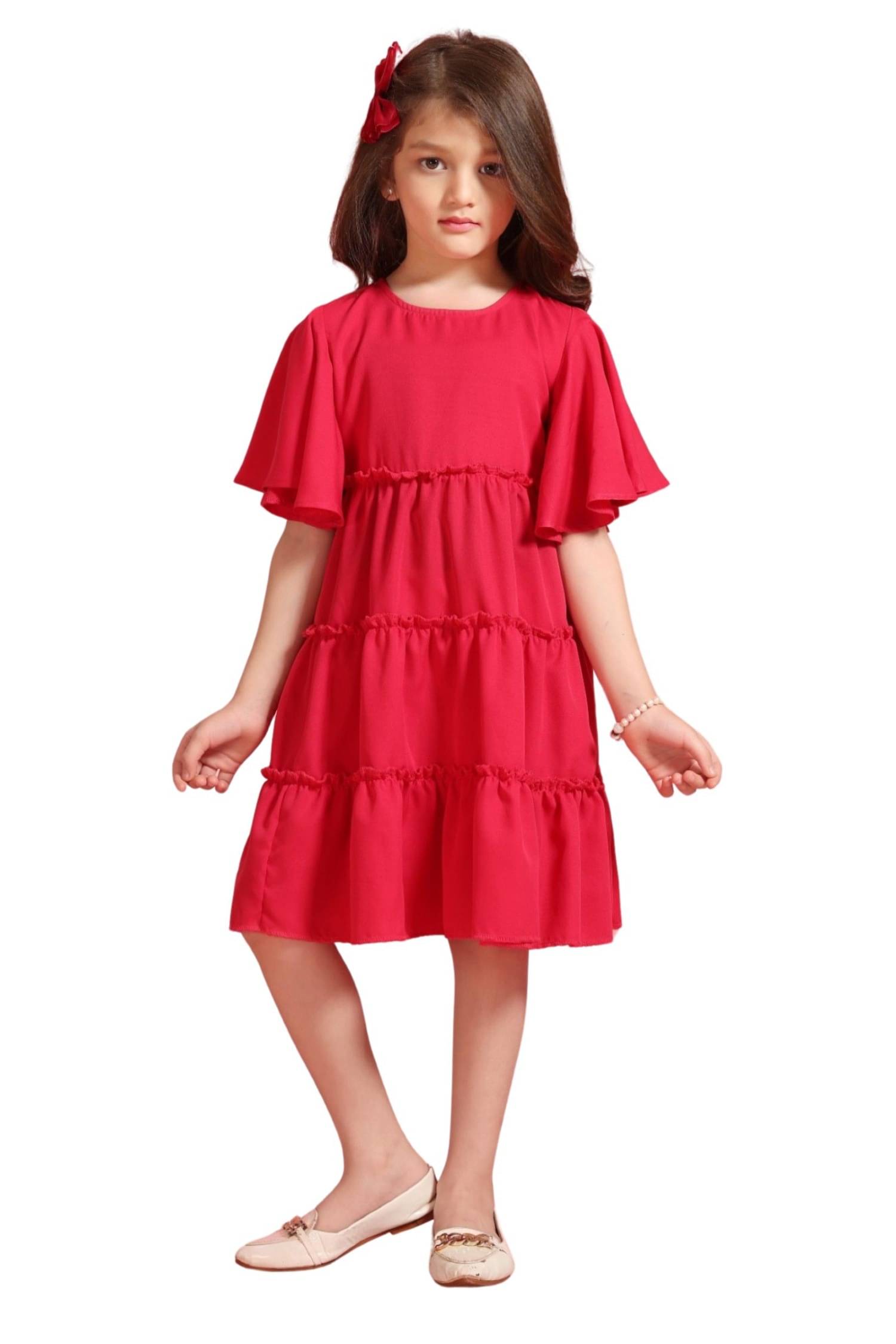     			MASTARANG Polyester Dress For Girls ( Pack of 1 , Pink )