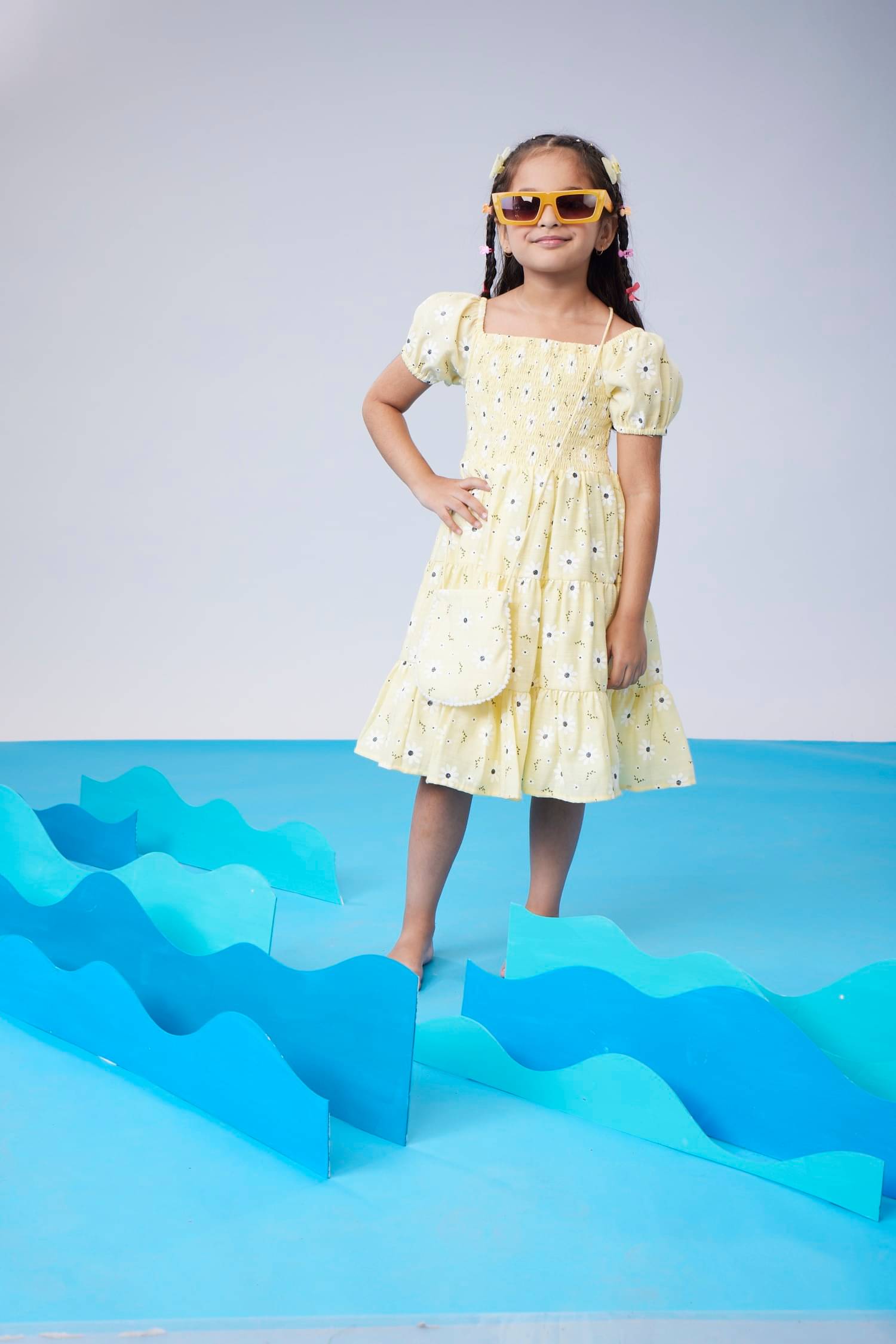     			MASTARANG Silk Blend Dress For Girls ( Pack of 1 , Yellow )
