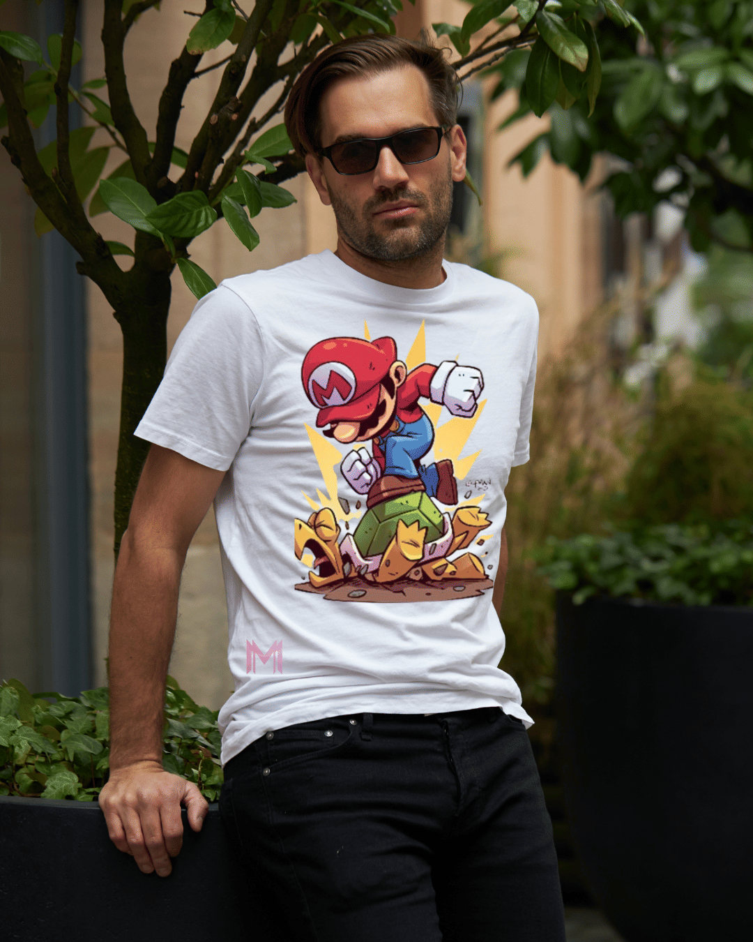     			Maddock Men Polyester Regular Fit Printed T-Shirt ( White )