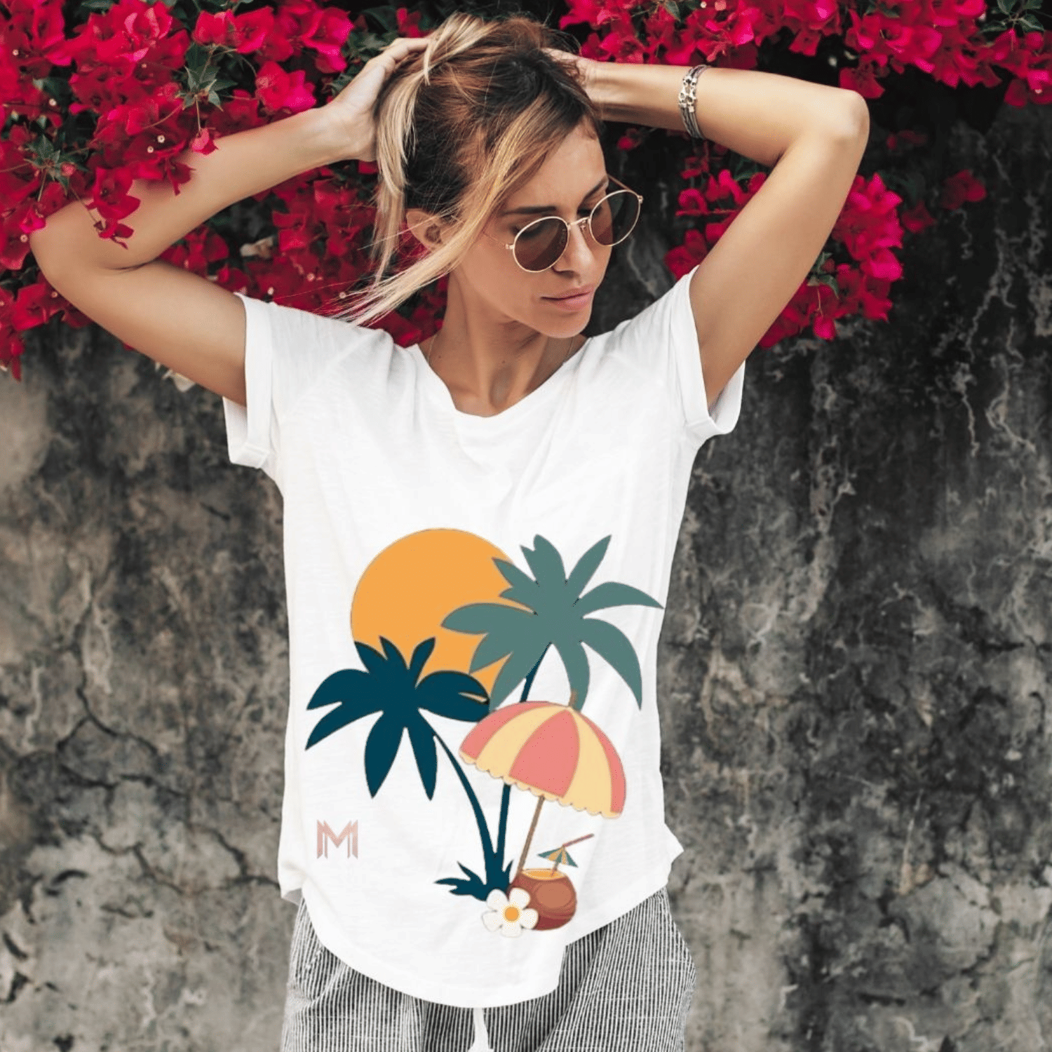     			Maddock Women Polyester Printed Regular Fit Round Neck T-Shirt ( White )