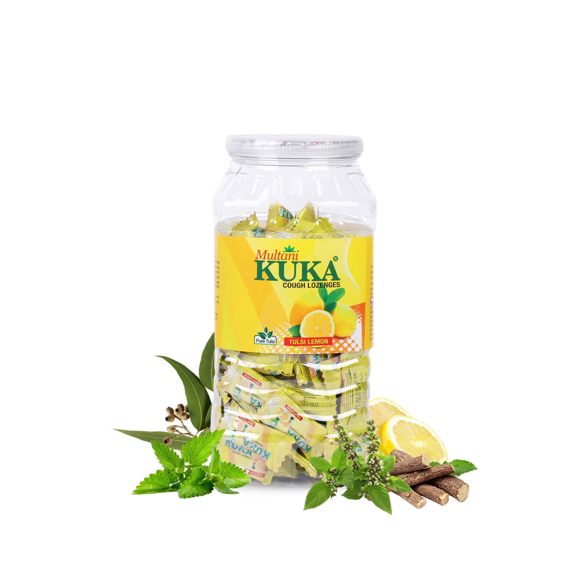 Multani kuka Cough Lozenges Tulsi Lemon Jar Pack of 2X 150 Lozenges Multani kuka Cough Lozenges Tulsi Lemon Jar Pack of 2X 150 Lozenges