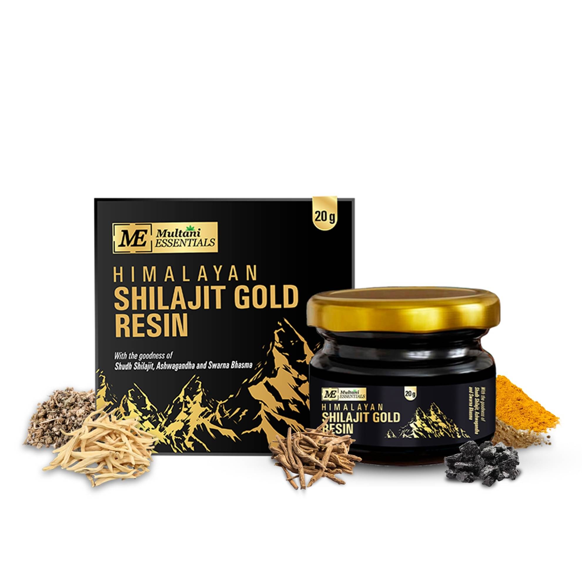 Multani Essentials Himalayan Shilajit Gold Resin with Ashwagandha, Gokhru, Haldi, Safed Musli & Gold Extract for Strength, Vitality & Overall Well-being | Supports Stamina & Rejuvenation | 20 GM Multani Essentials Himalayan Shilajit Gold Resin with Ashwagandha, Gokhru, Haldi, Safed Musli & Gold Extract for Strength, Vitality & Overall Well-being | Supports Stamina & Rejuvenation | 20 GM