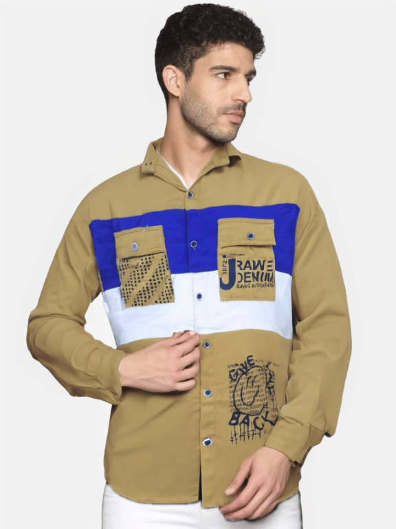 NEW-18 Cotton Blend Regular Fit Colorblock Full Sleeves Men's Casual Shirt - Mustard ( Pack of 1 ) NEW-18 Cotton Blend Regular Fit Colorblock Full Sleeves Men's Casual Shirt - Mustard ( Pack of 1 )