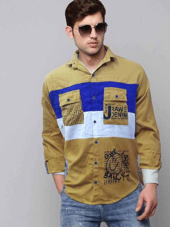 NEW-18 Cotton Blend Regular Fit Printed Full Sleeves Men's Casual Shirt - Mustard ( Pack of 1 ) NEW-18 Cotton Blend Regular Fit Printed Full Sleeves Men's Casual Shirt - Mustard ( Pack of 1 )