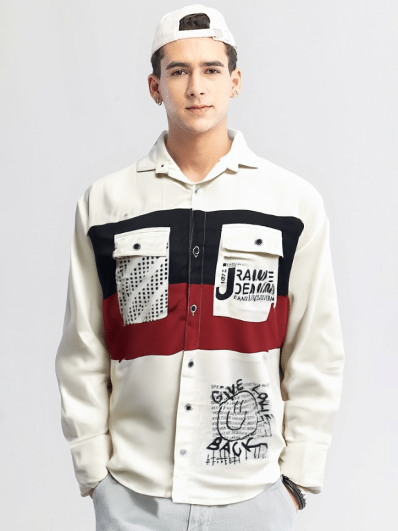 NEW-18 Cotton Blend Regular Fit Printed Full Sleeves Men's Casual Shirt - Off White ( Pack of 1 ) NEW-18 Cotton Blend Regular Fit Printed Full Sleeves Men's Casual Shirt - Off White ( Pack of 1 )