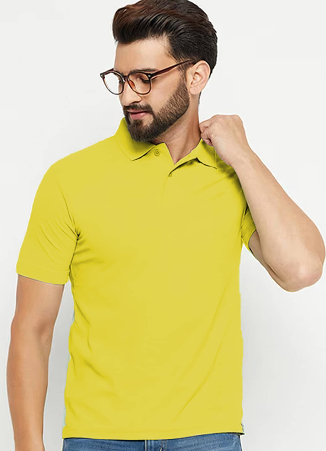     			Nuovo Men Polyester Regular Fit Solid Polo T Shirt ( Mustard )