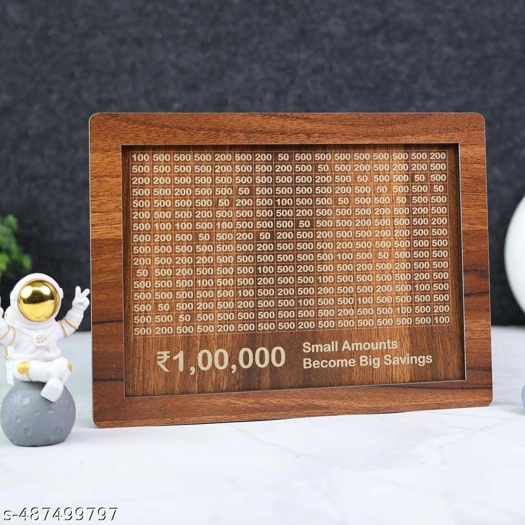 Wooden Piggy Money Bank Saving Box With Saving Target Upto 1 Lakh Wooden Piggy Money Bank Saving Box With Saving Target Upto 1 Lakh