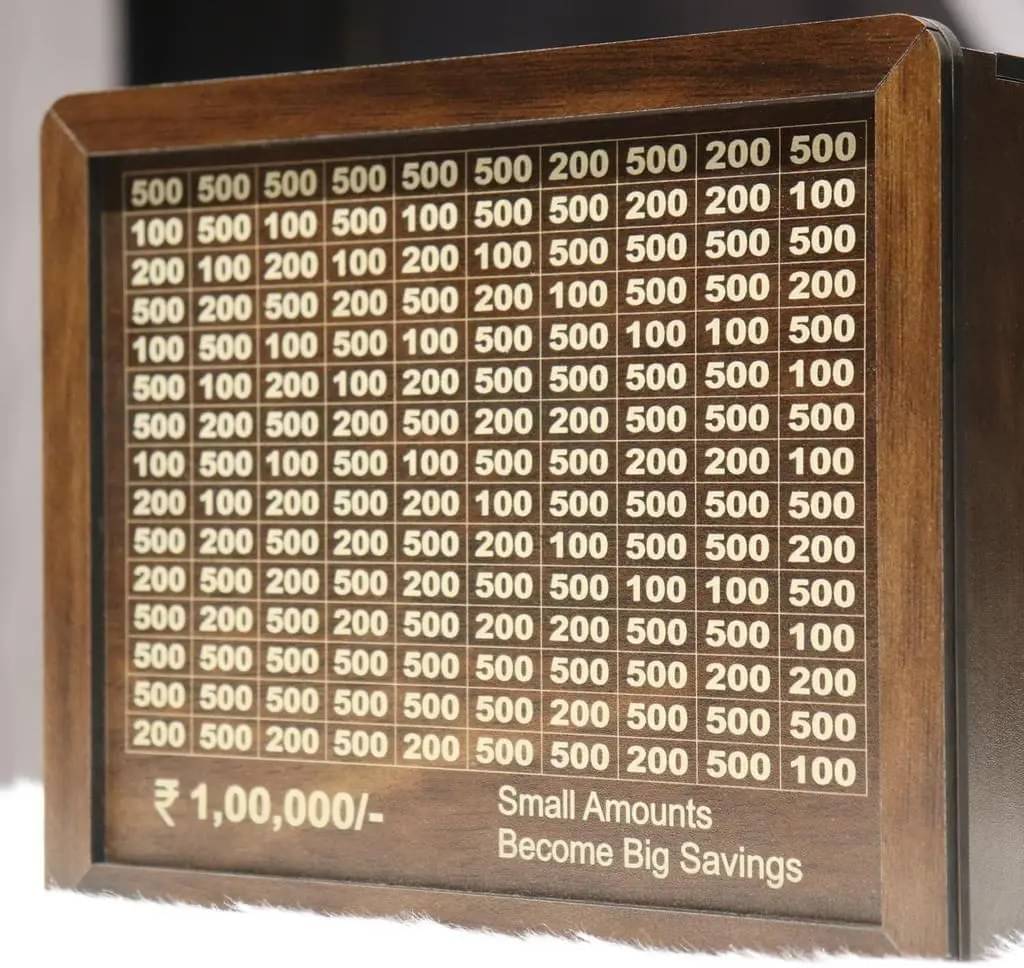     			Wooden Piggy Money Bank Saving Box With Saving Target Upto 1 Lakh