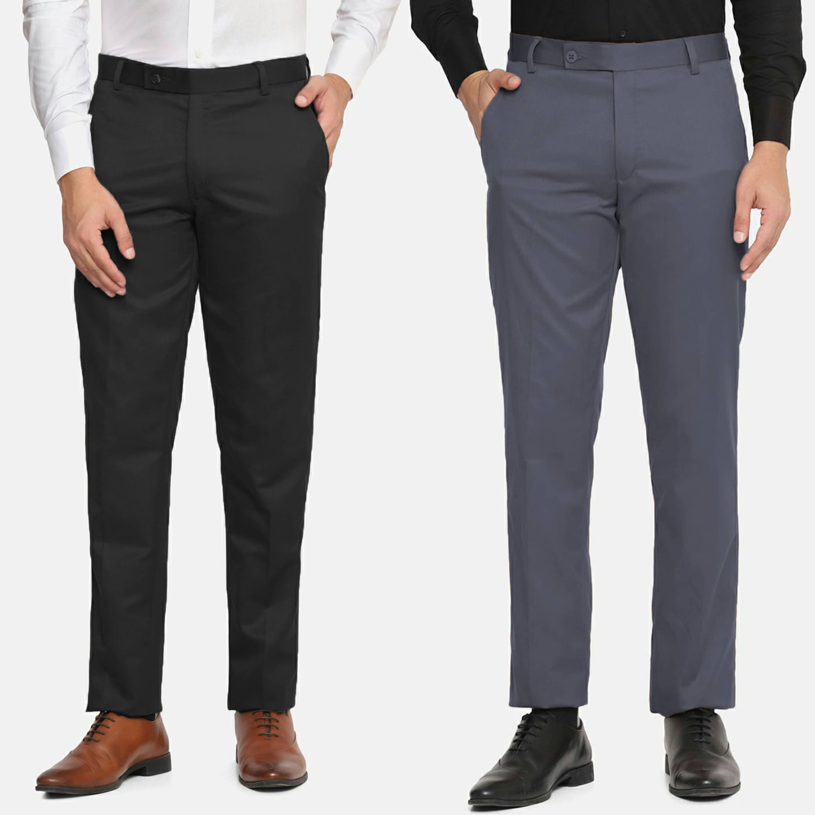     			STREETVIBES Regular Flat Men's Formal Trouser - Grey ( Pack of 2 )