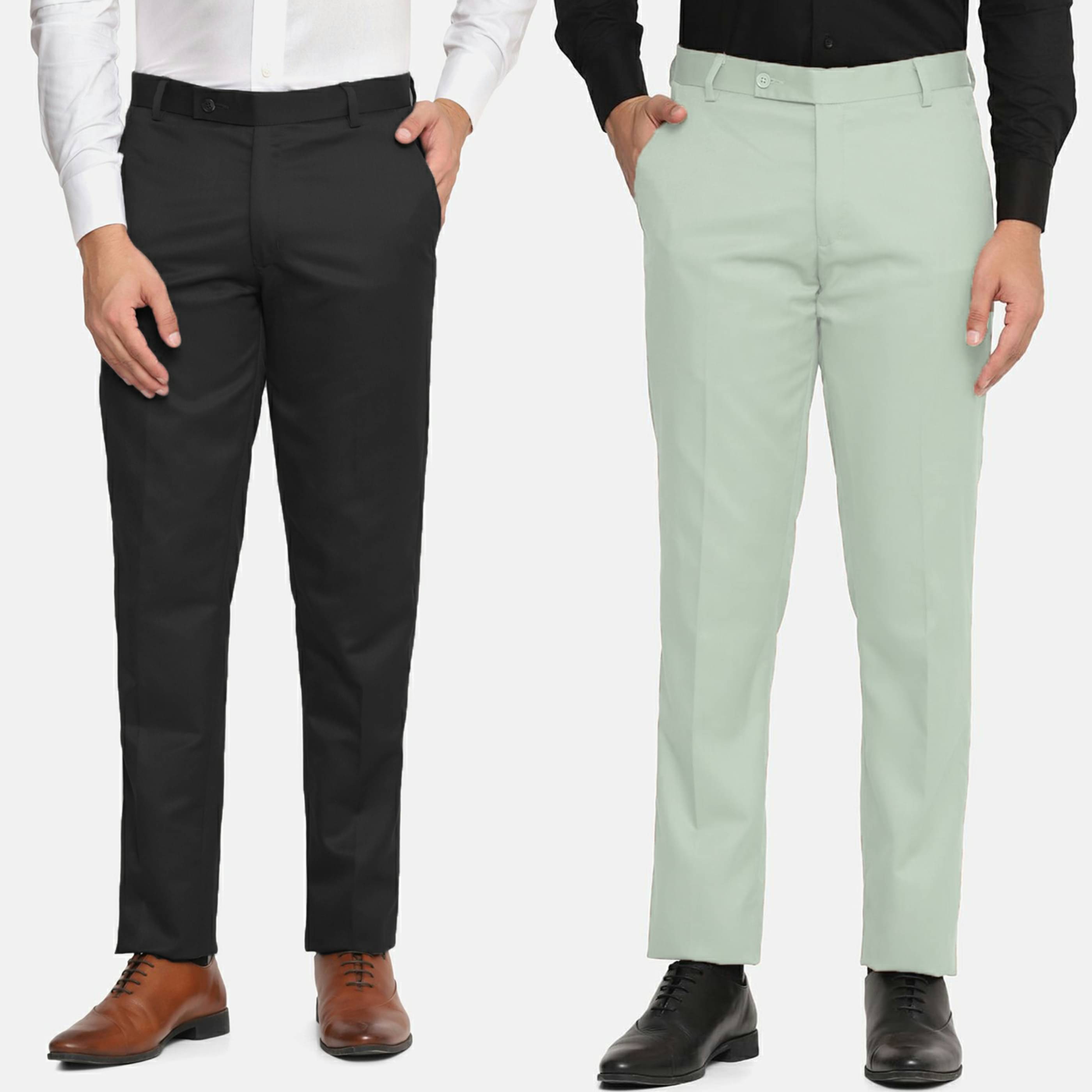     			STREETVIBES Regular Flat Men's Formal Trouser - Light Green ( Pack of 2 )
