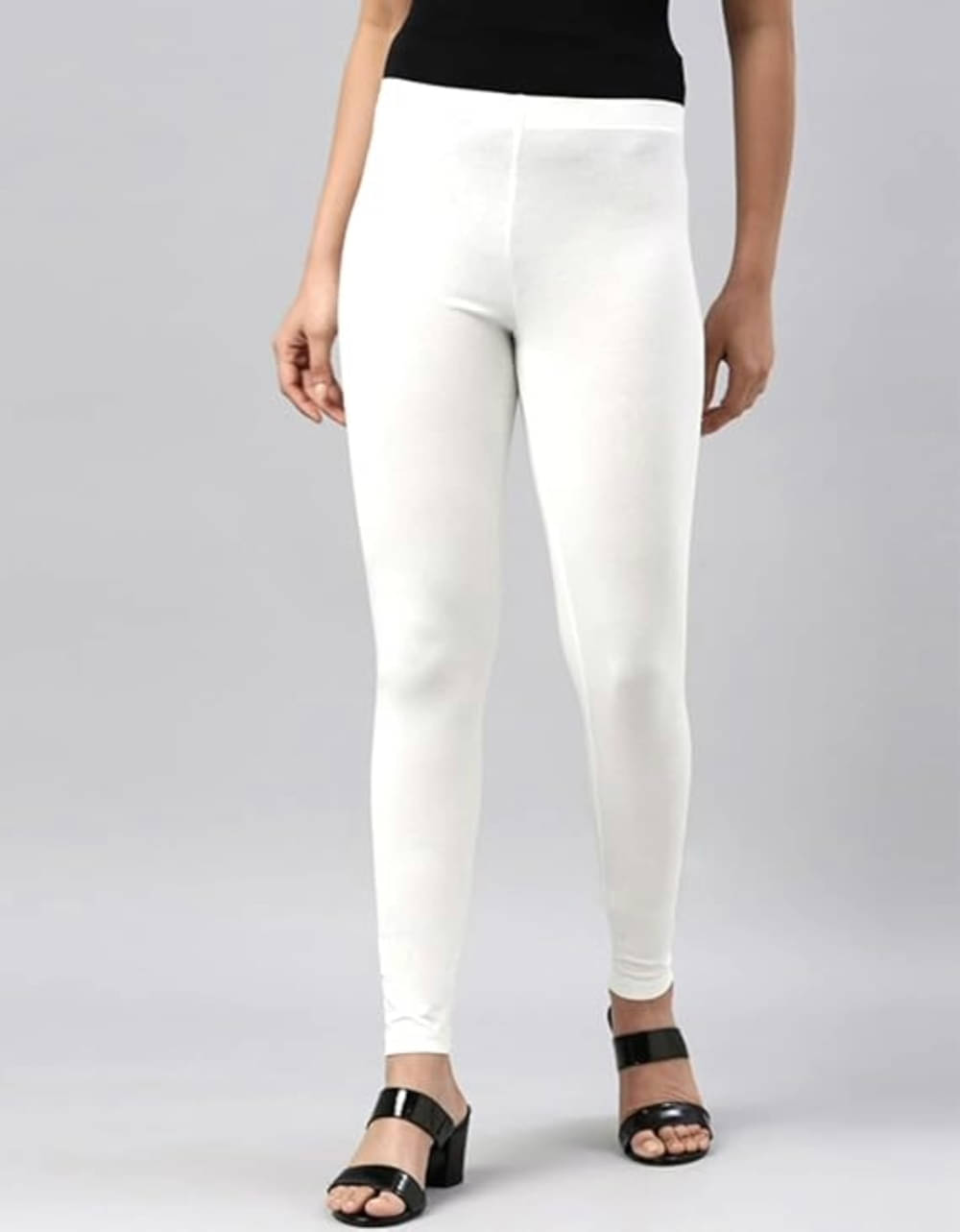     			ULTIMATE SHOPPING NETWORK Pack of 1 Lycra Women's Leggings ( White )