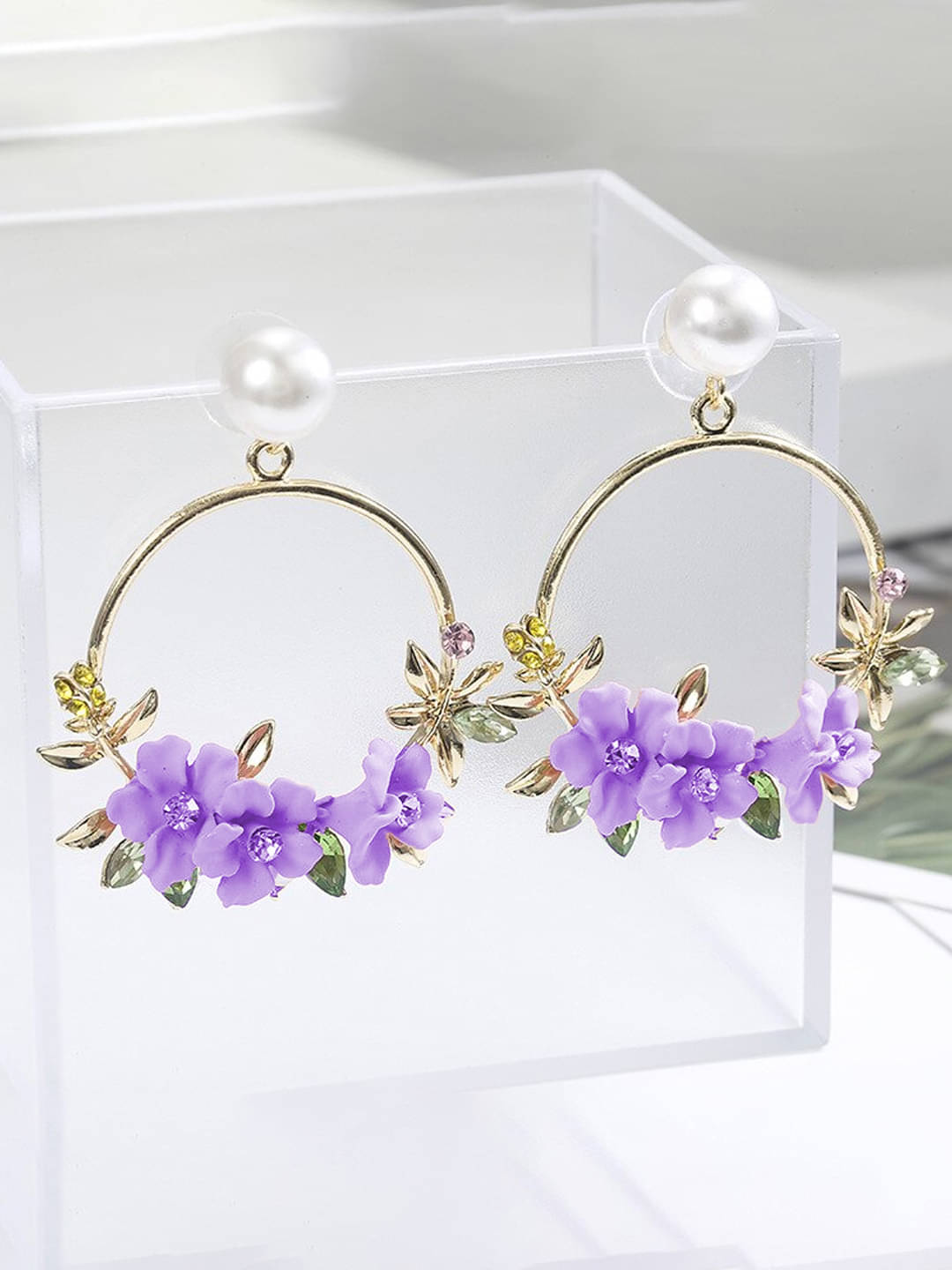     			YOUBELLA Purple Hoops Earrings ( Pack of 1 )