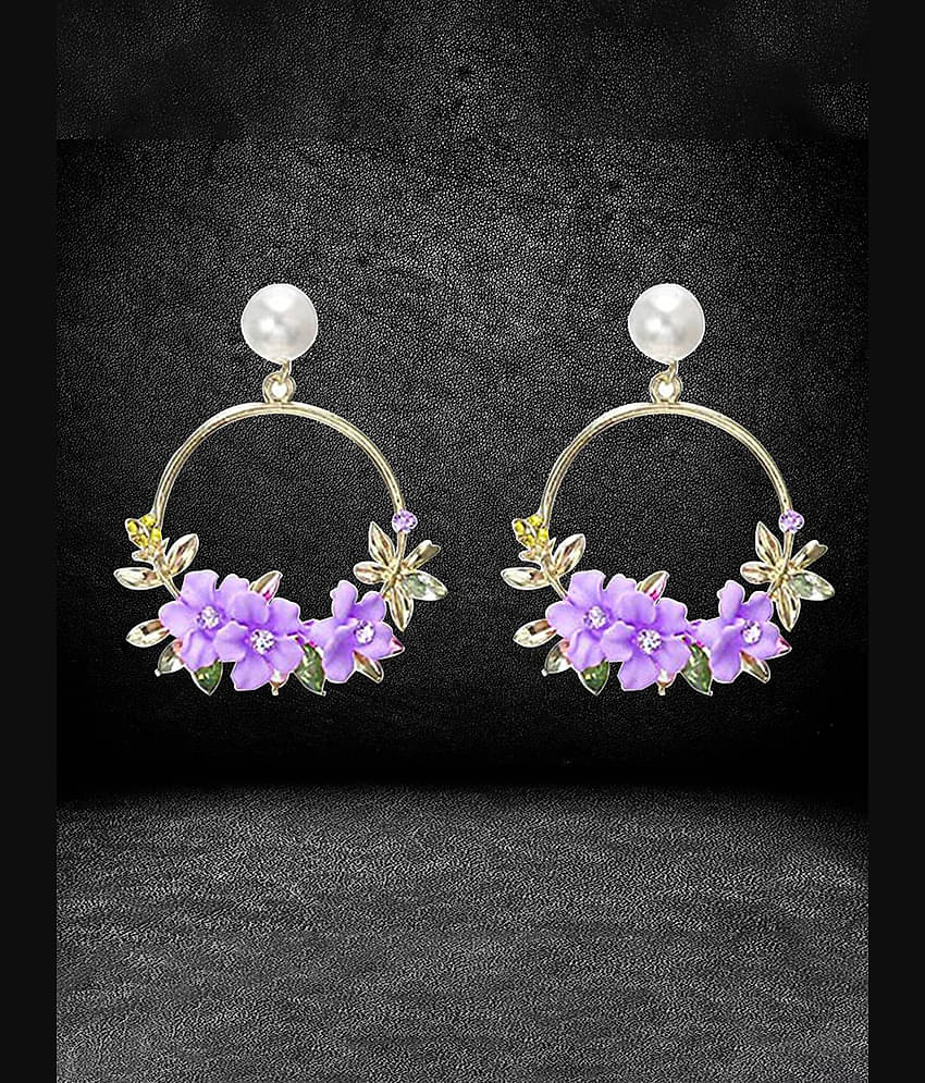 YOUBELLA Purple Hoops Earrings ( Pack of 1 )
