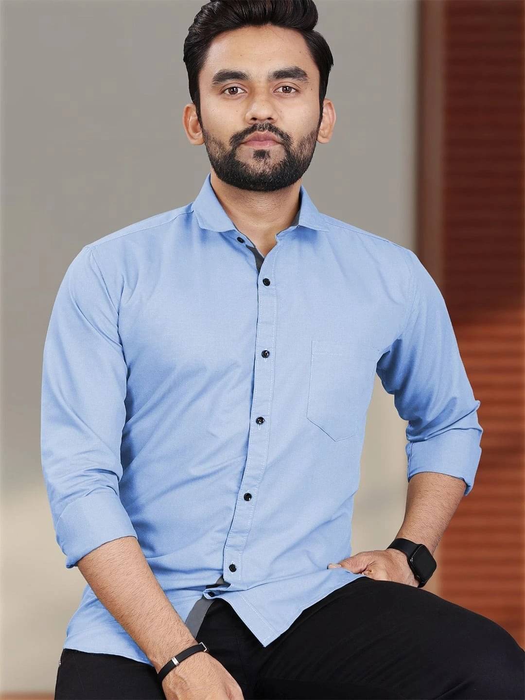     			iexira Cotton Blend Regular Fit Full Sleeves Men's Formal Shirt - Blue ( Pack of 1 )