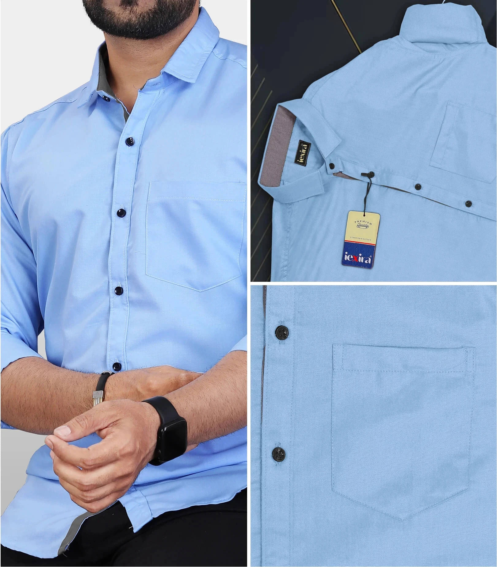 iexira Cotton Blend Regular Fit Full Sleeves Men's Formal Shirt - Blue ( Pack of 1 ) iexira Cotton Blend Regular Fit Full Sleeves Men's Formal Shirt - Blue ( Pack of 1 )