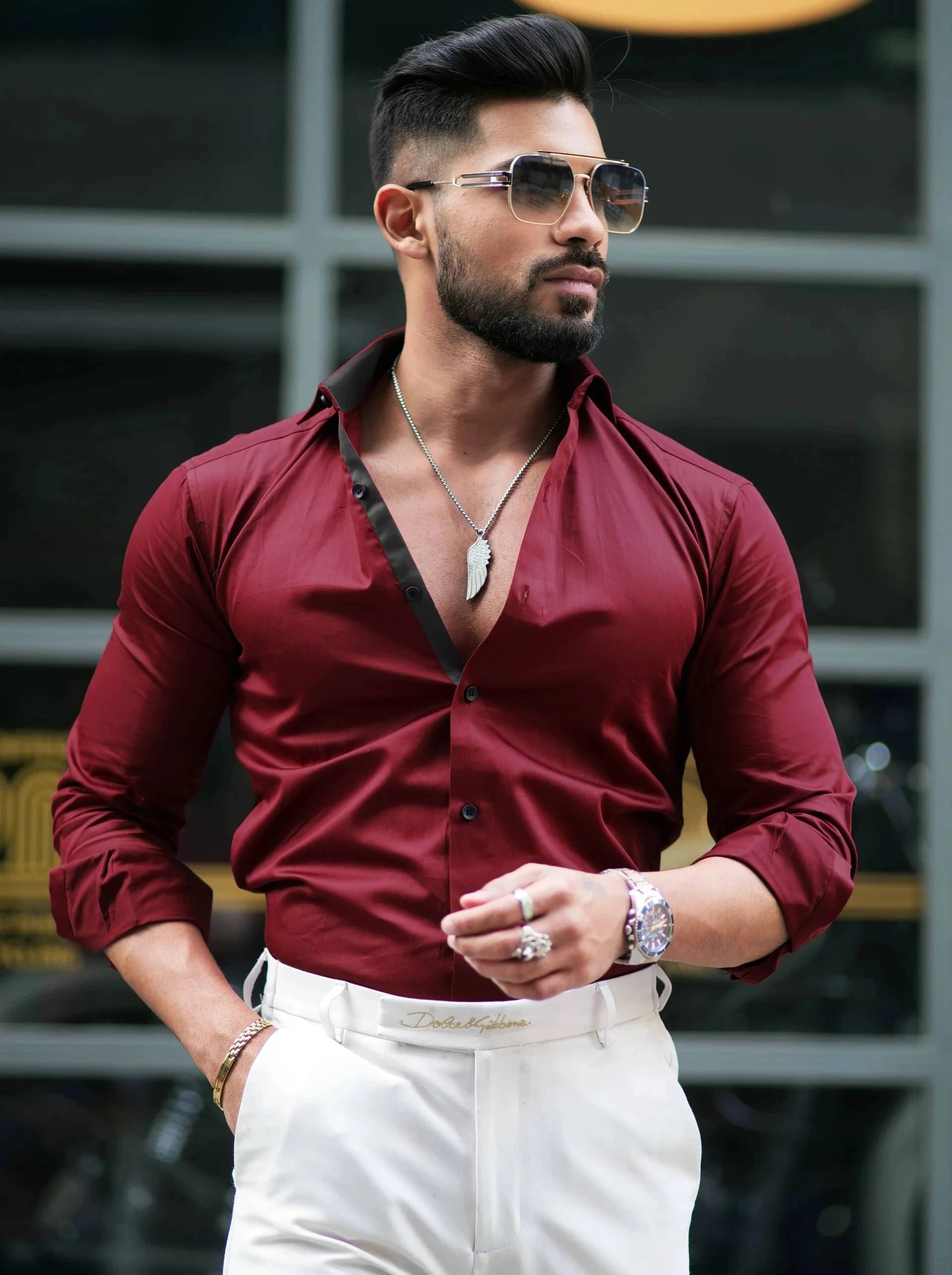    			iexira Cotton Blend Regular Fit Full Sleeves Men's Formal Shirt - Maroon ( Pack of 1 )