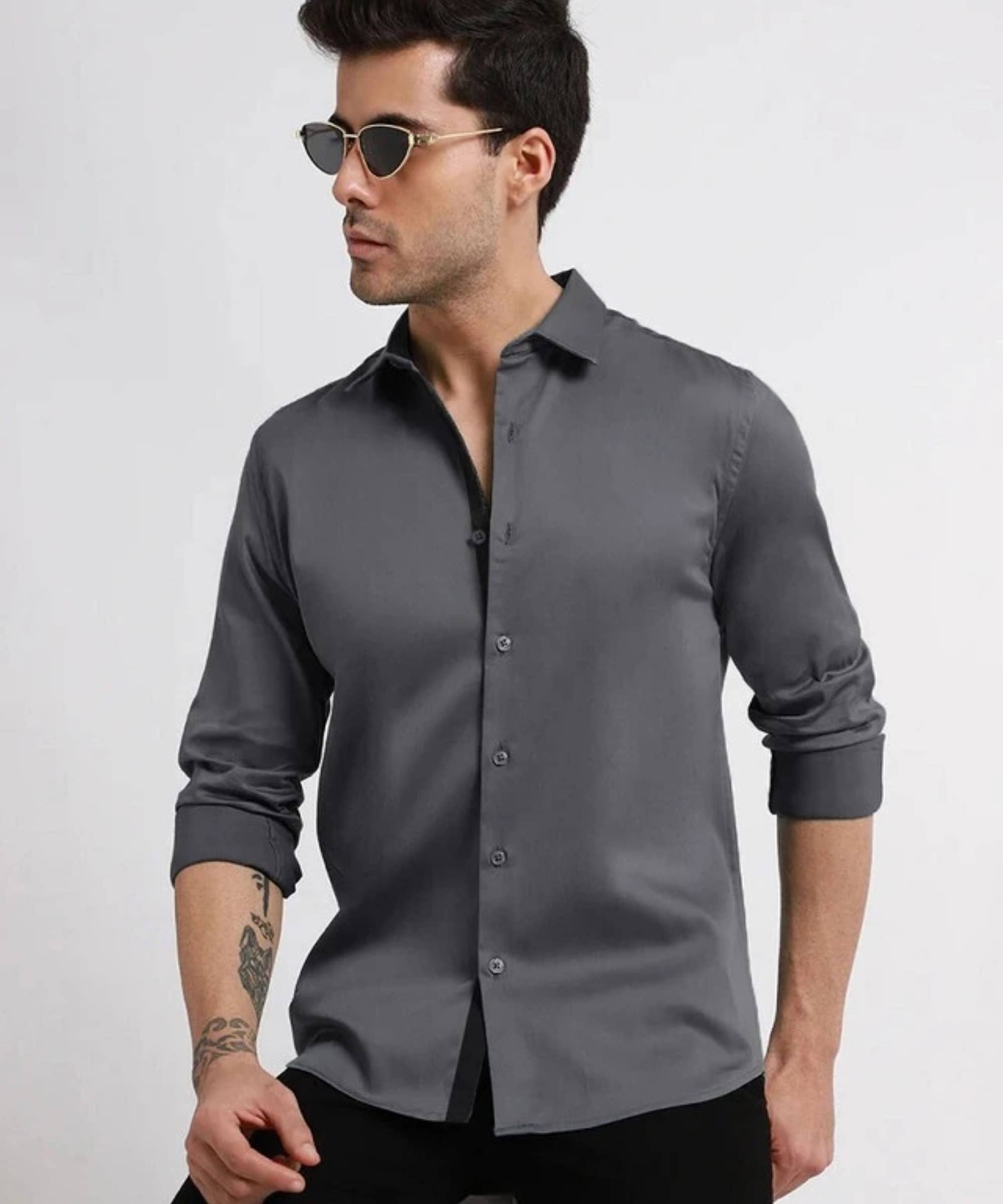     			iexira Cotton Blend Regular Fit Full Sleeves Men's Formal Shirt - Grey ( Pack of 1 )