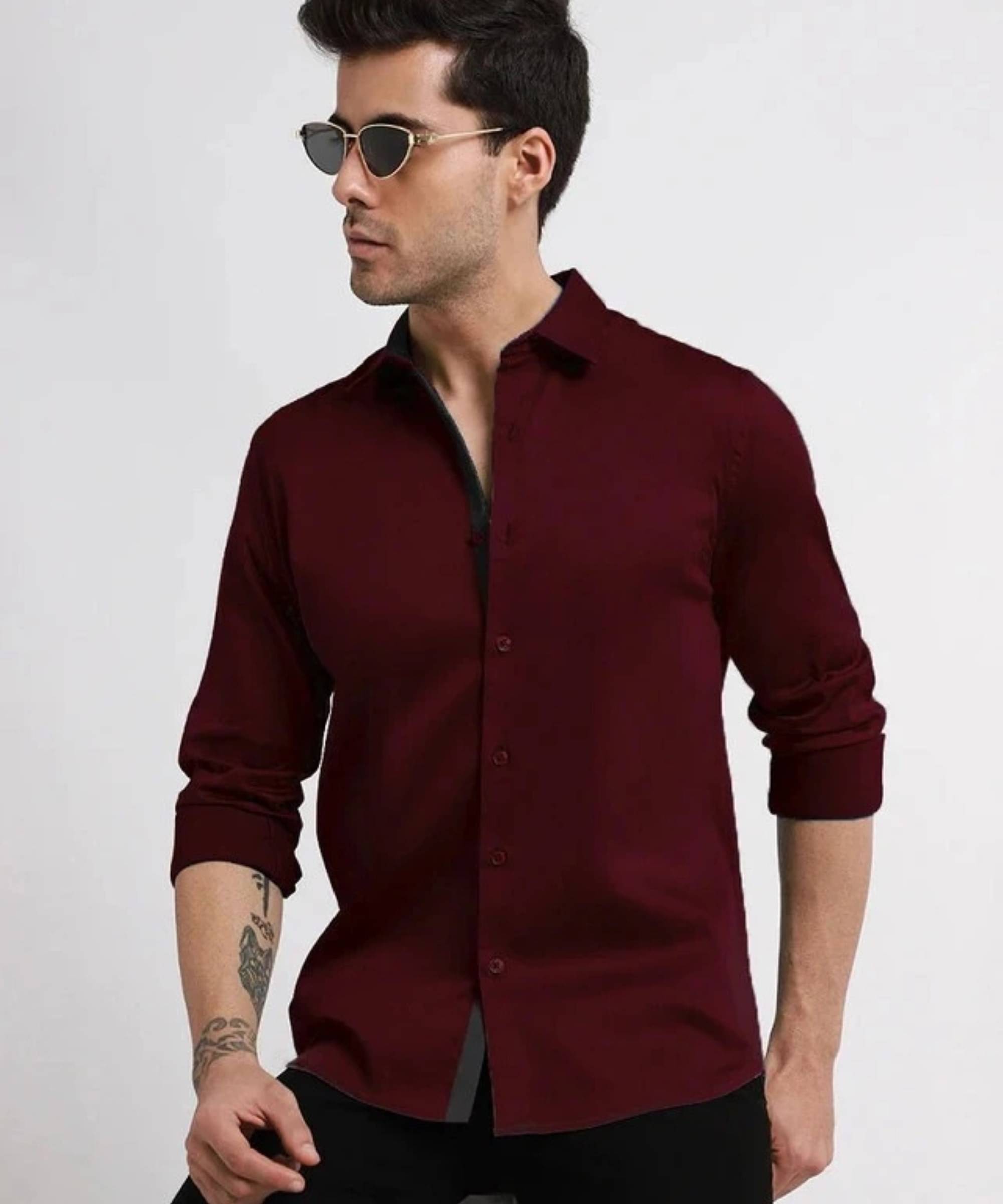     			iexira Cotton Blend Regular Fit Full Sleeves Men's Formal Shirt - Maroon ( Pack of 1 )