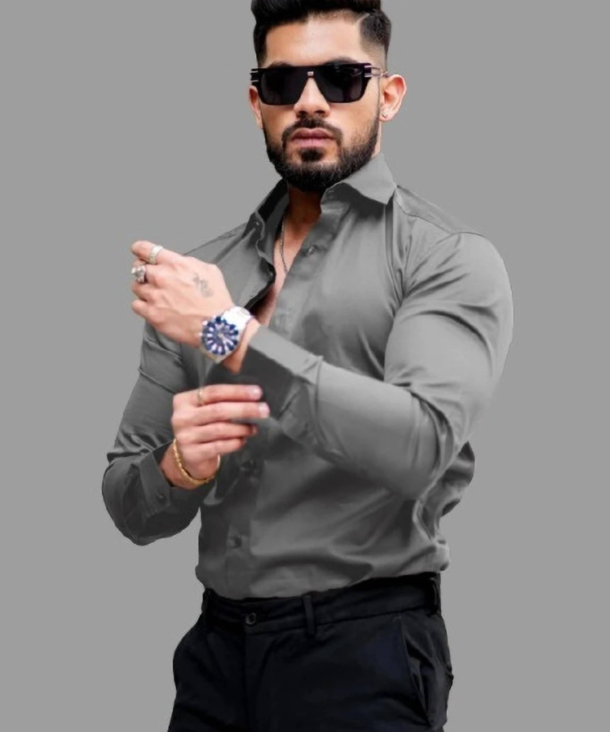iexira Cotton Blend Regular Fit Full Sleeves Men's Formal Shirt - Grey ( Pack of 1 )     			iexira Cotton Blend Regular Fit Full Sleeves Men's Formal Shirt - Grey ( Pack of 1 )