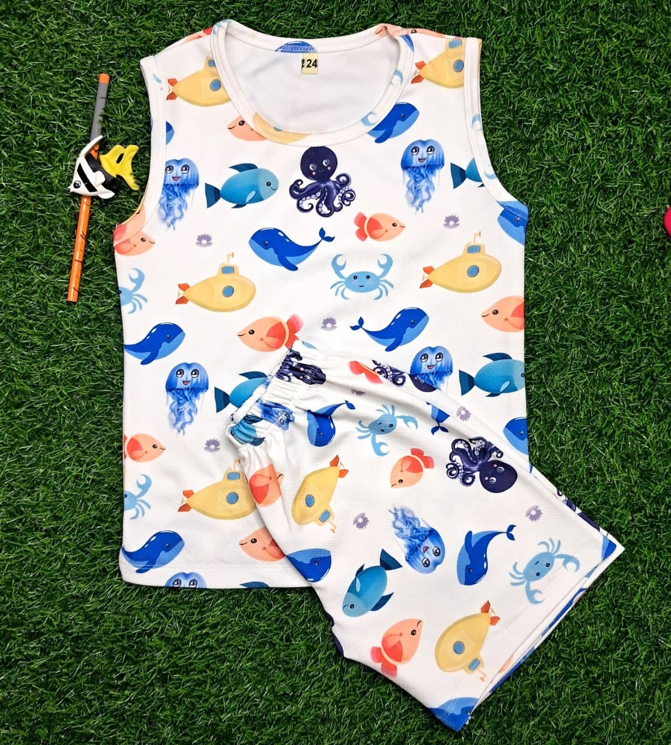 s muktar garments Pack of 1 Unisex Cotton Blend T-Shirt & Shorts Set ( Multicolor )