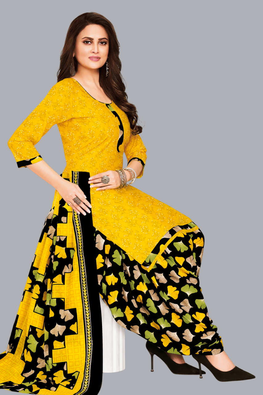 shree jeenmata collection Women Cotton Unstitched Dress Material ( Yellow ) shree jeenmata collection Women Cotton Unstitched Dress Material ( Yellow )