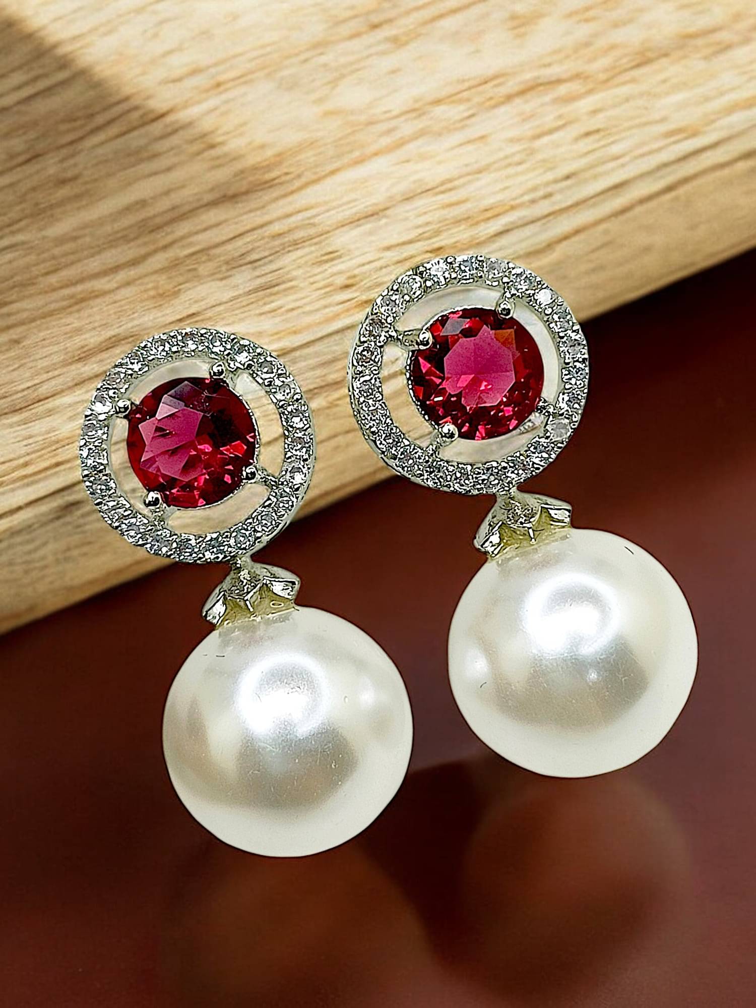     			9blings Maroon Drop Earrings ( Pack of 1 )