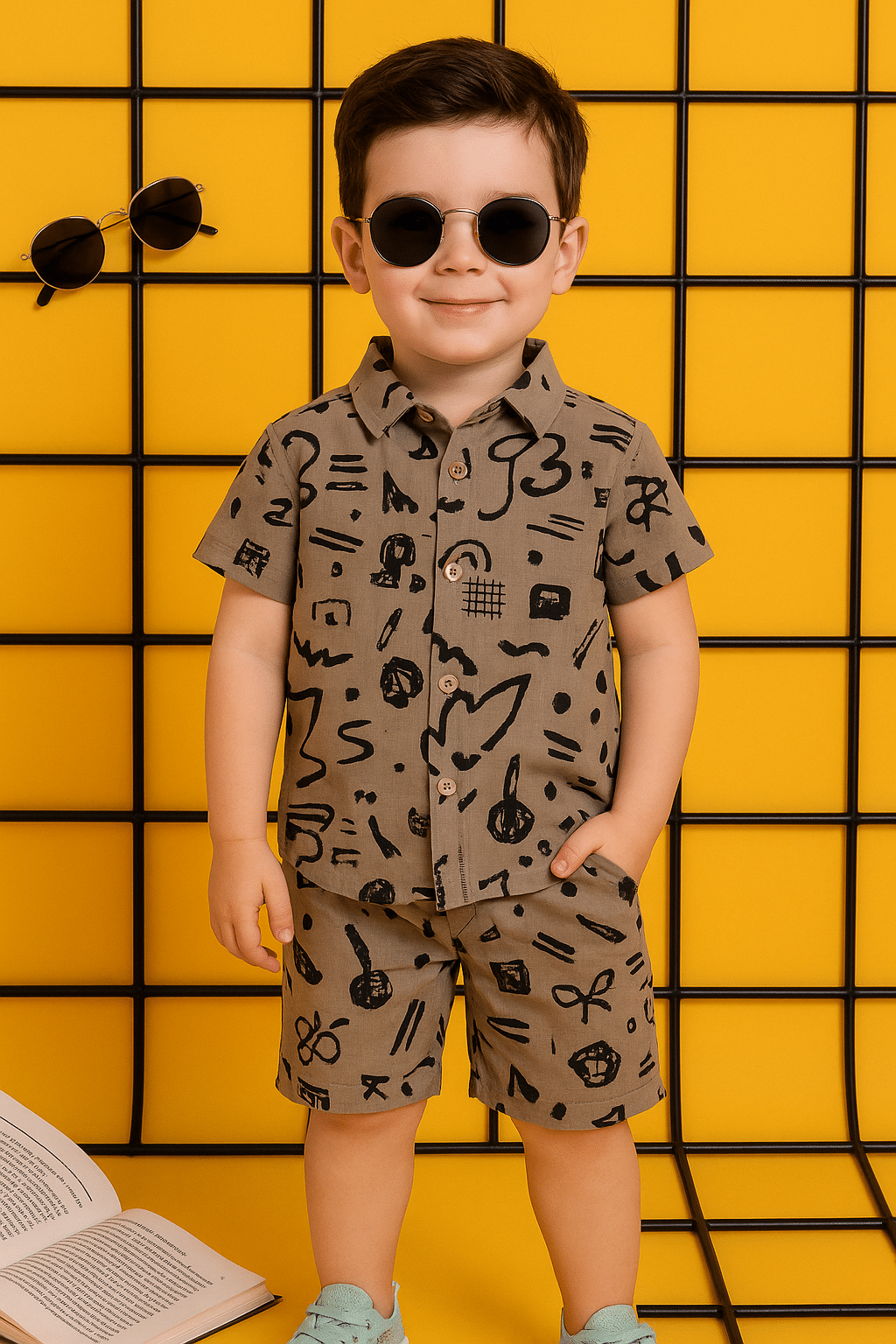     			ALY JOHN Pack of 1 Baby Boys Cotton T-Shirt & Shorts Set ( Mustard )