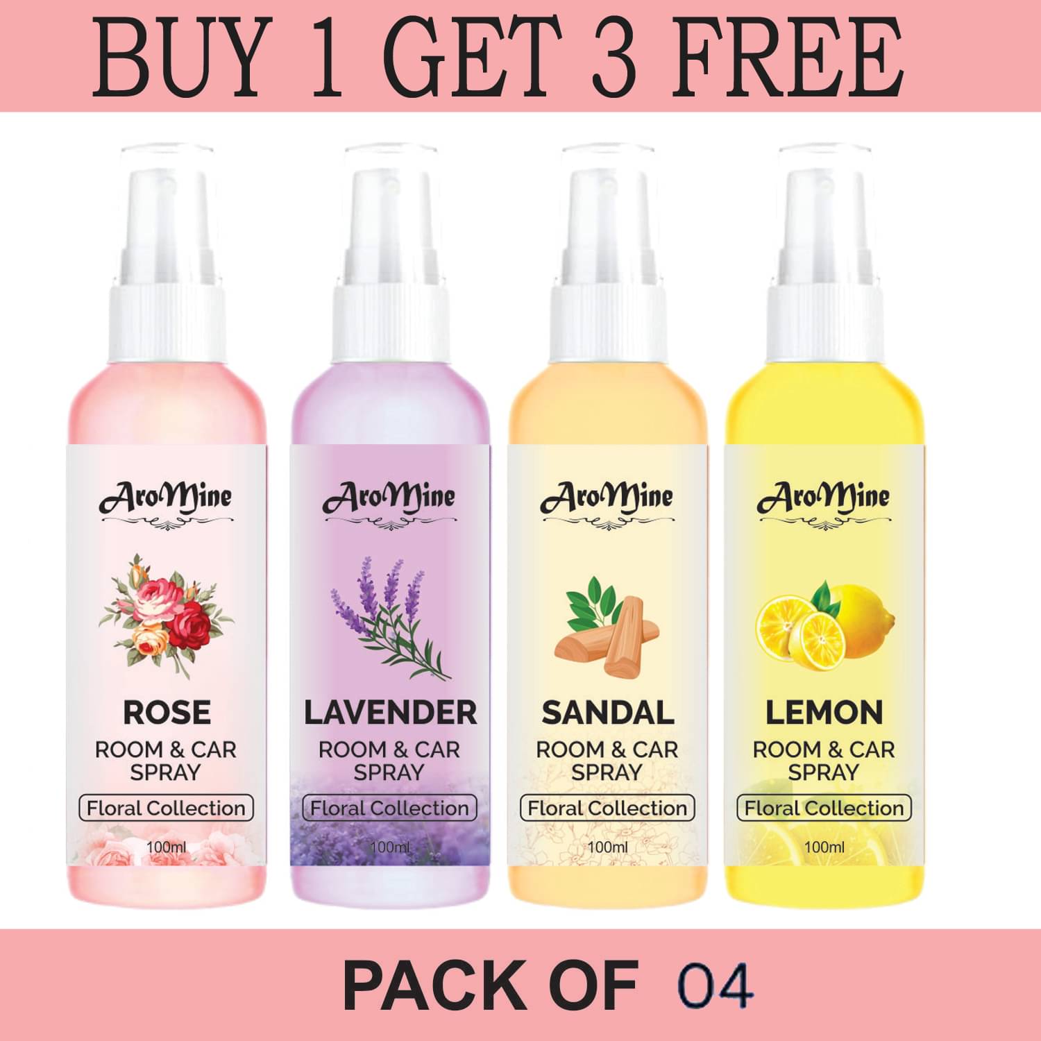     			Aromine Room Freshener Spray ( Pack of 4 )