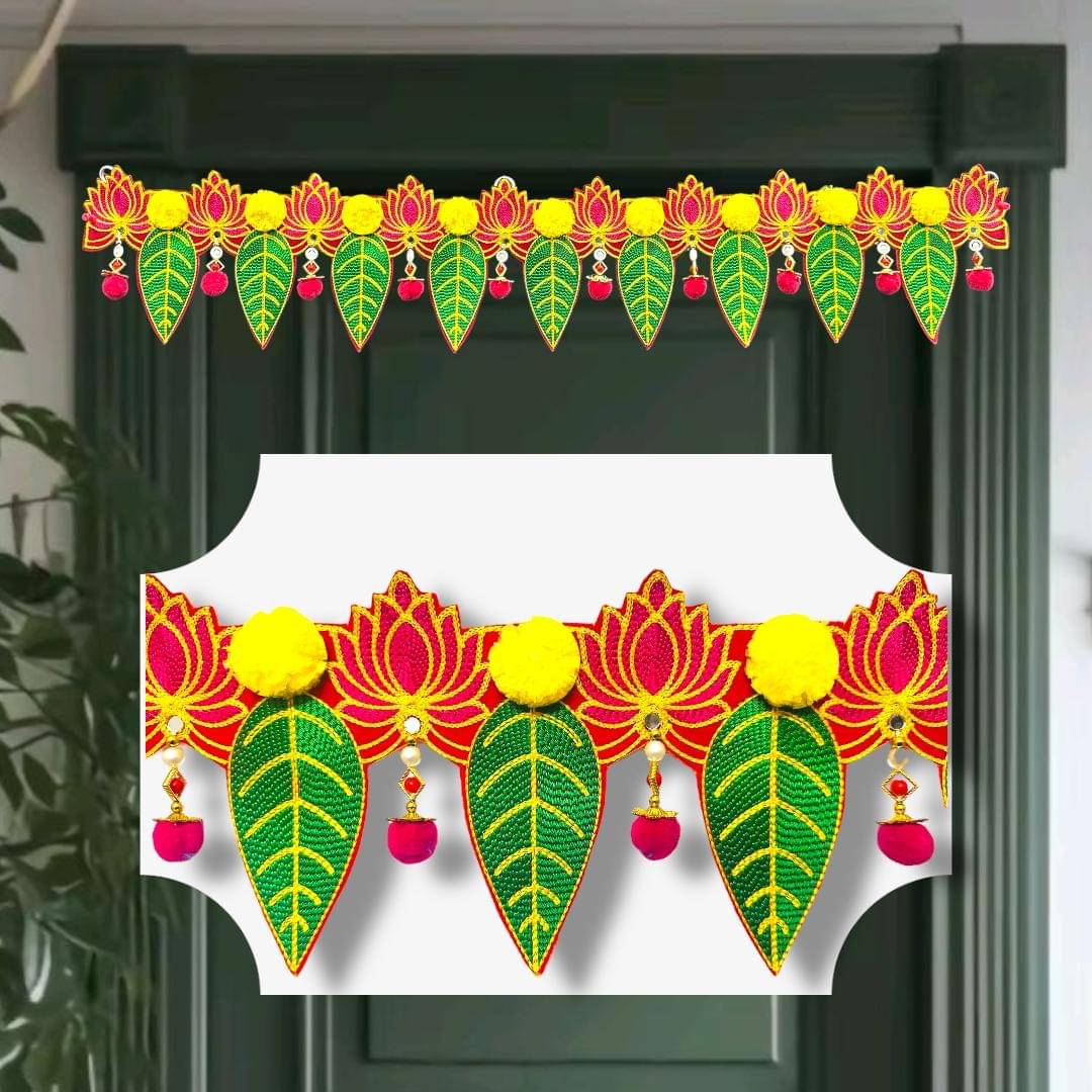     			Artificial Mari Gold Flower With Leaf Toran for home door
