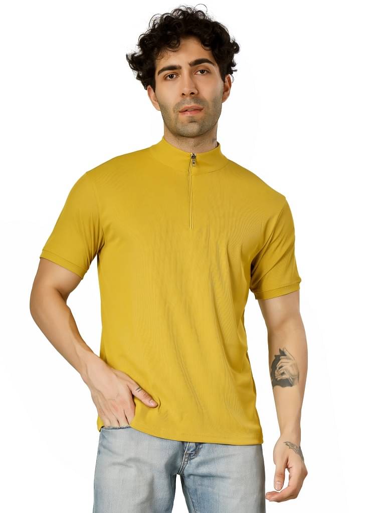 BLUEFICUS Men Polyester Regular Fit Solid T-Shirt ( Yellow ) BLUEFICUS Men Polyester Regular Fit Solid T-Shirt ( Yellow )