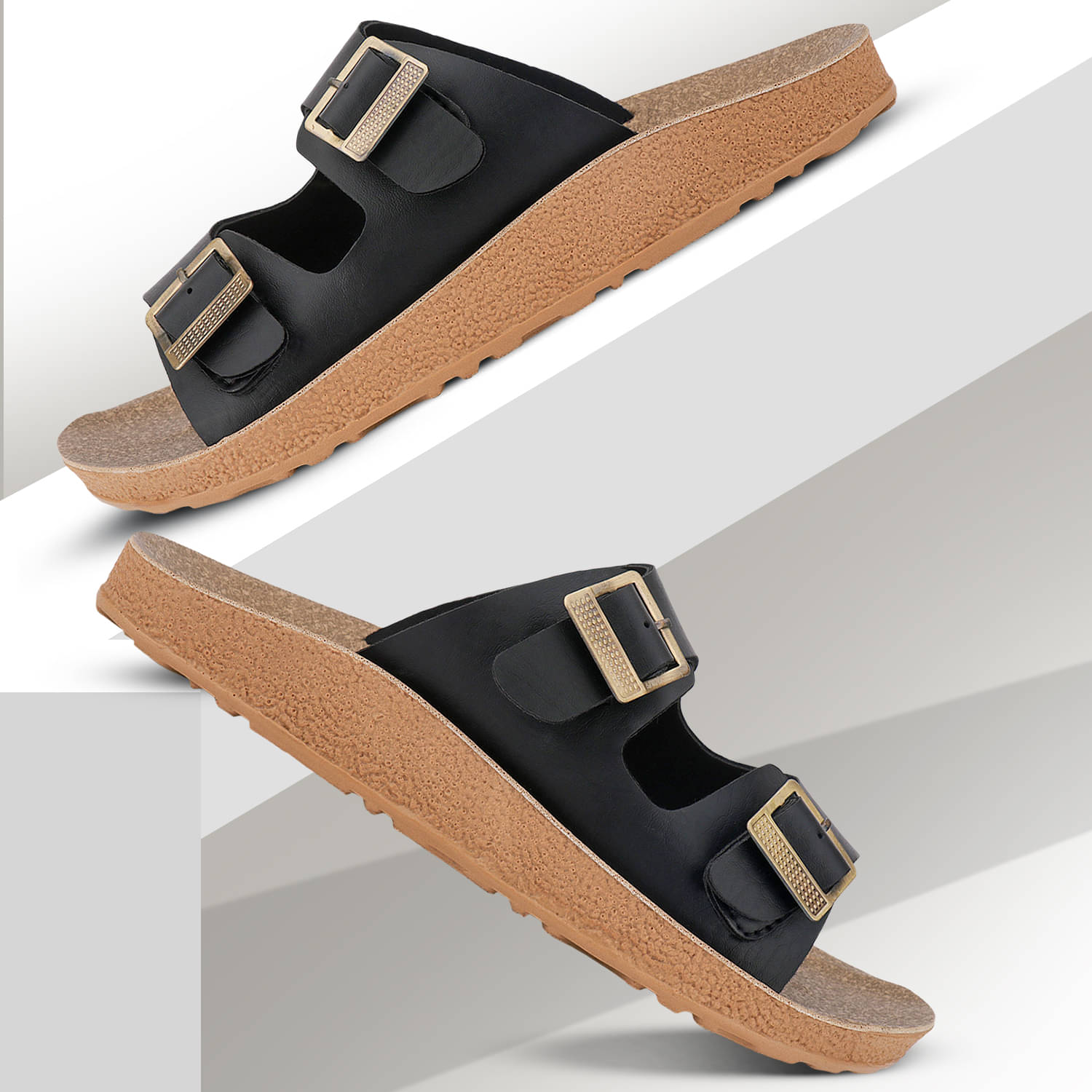    			Bersache Black Men's Slide Flip Flop