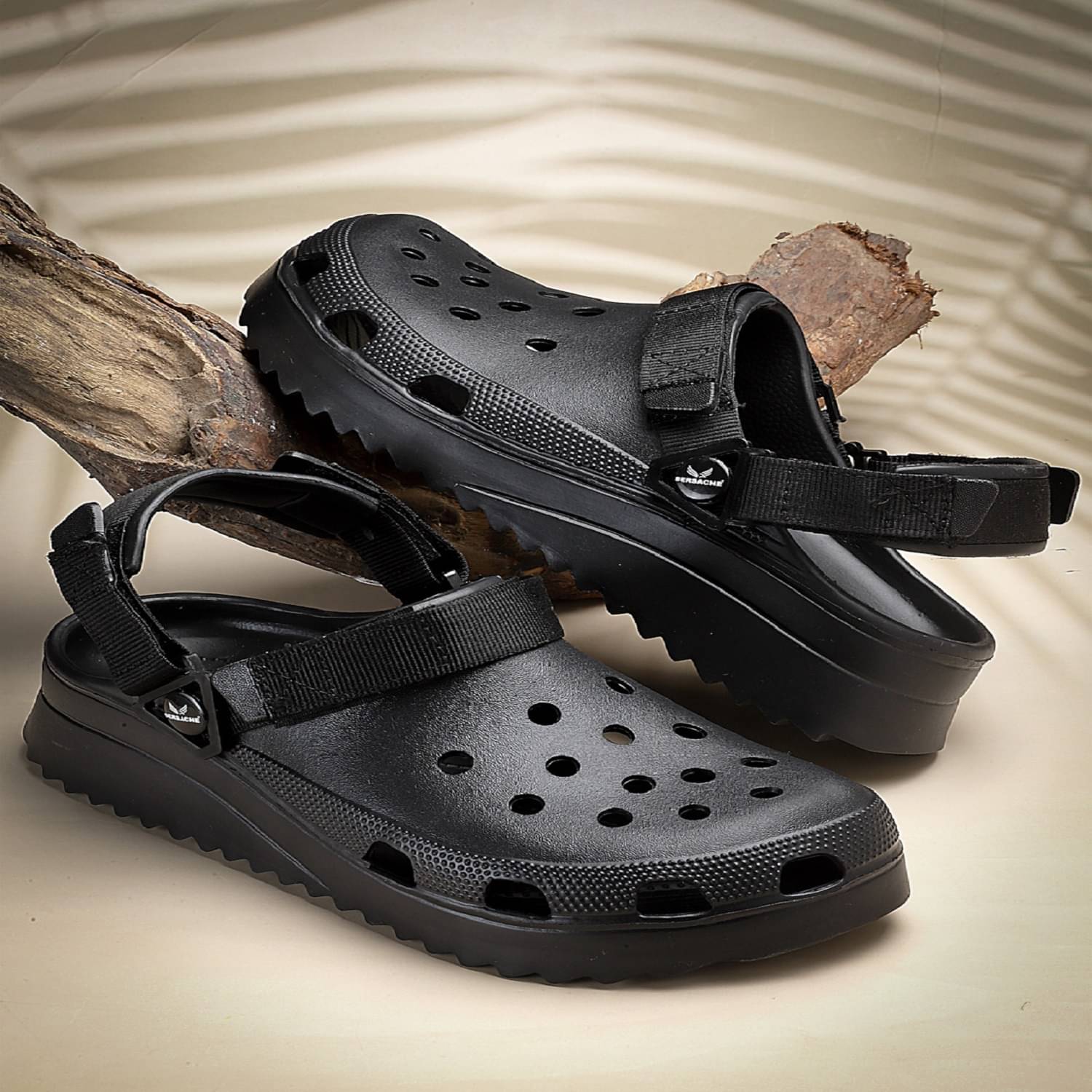     			Bersache Black Men's Slide Flip Flop