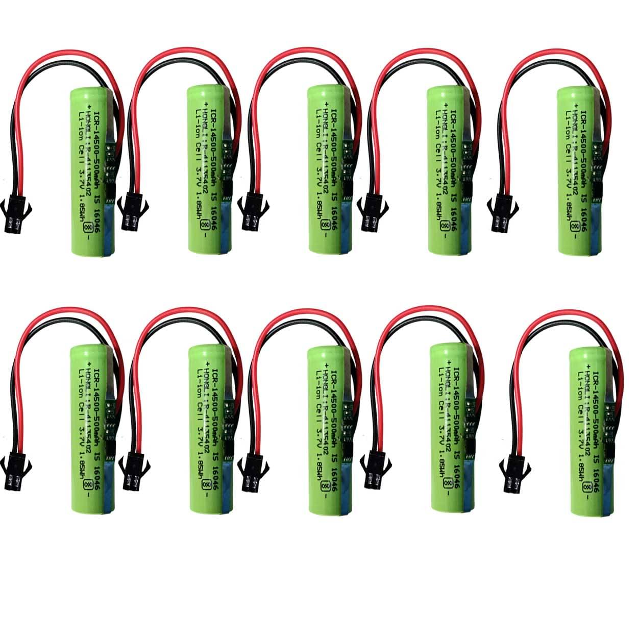     			CONSONANTIAM (Pack-of-10) Toy Battery-Pack 3.7 Volt 500mAH RC Toy Car Battery SM-2P Plug for RC Cars, Trucks, Stunt Vehicles Battery BMS Module Inbuilt